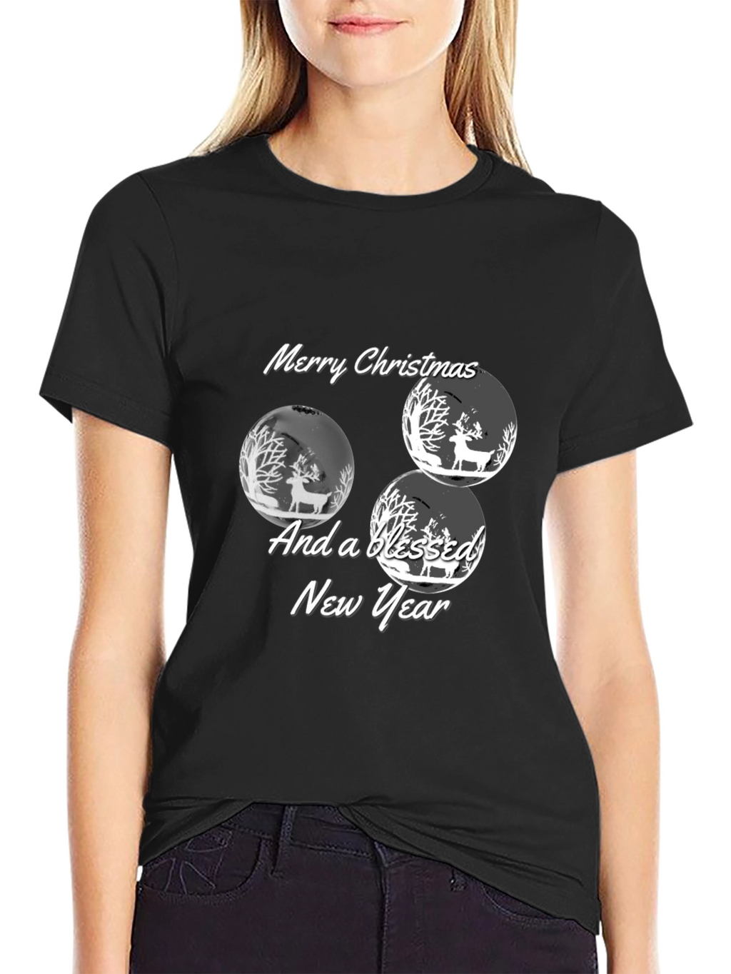 Christmas Deer Graphic Tee - Holiday Celebration Shirt