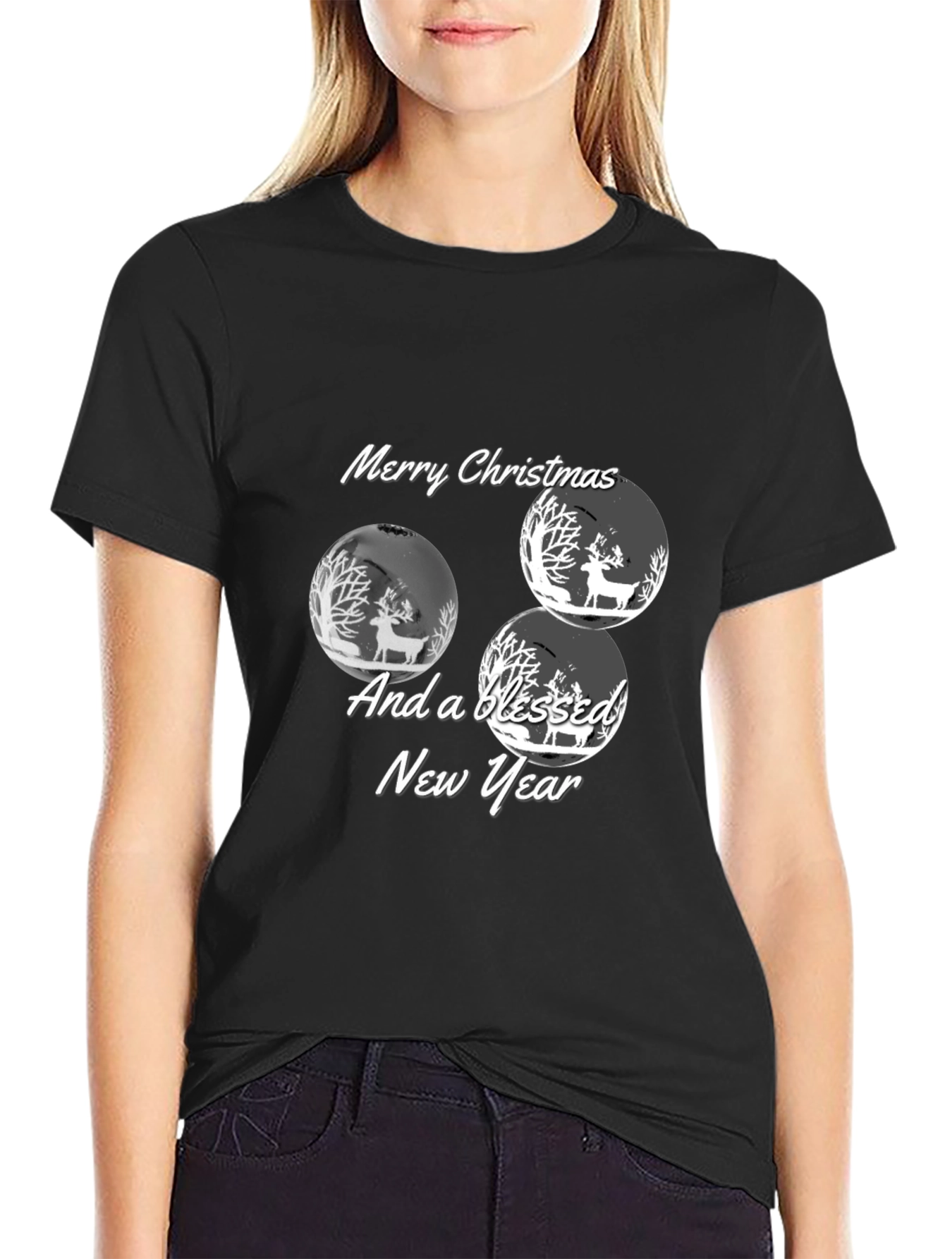 Christmas Deer Graphic Tee - Holiday Celebration Shirt
