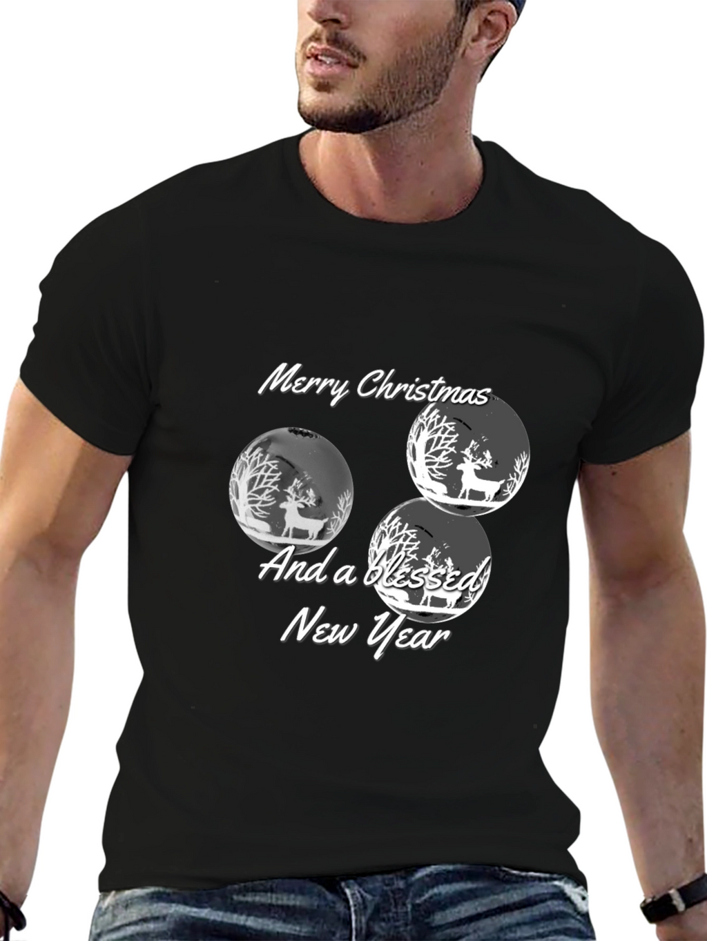 Christmas Deer Graphic Tee - Holiday Celebration Shirt