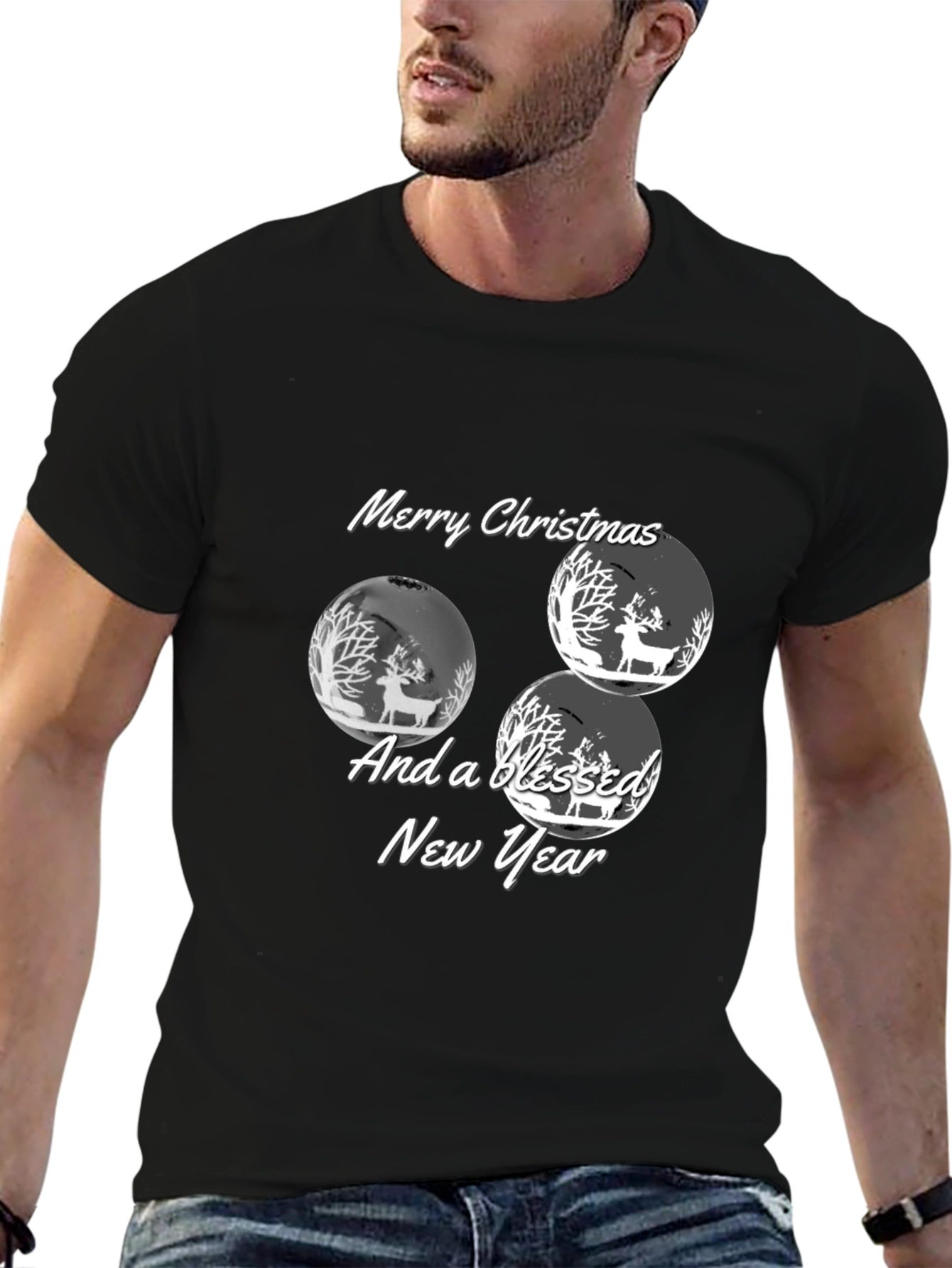 Christmas Deer Graphic Tee - Holiday Celebration Shirt