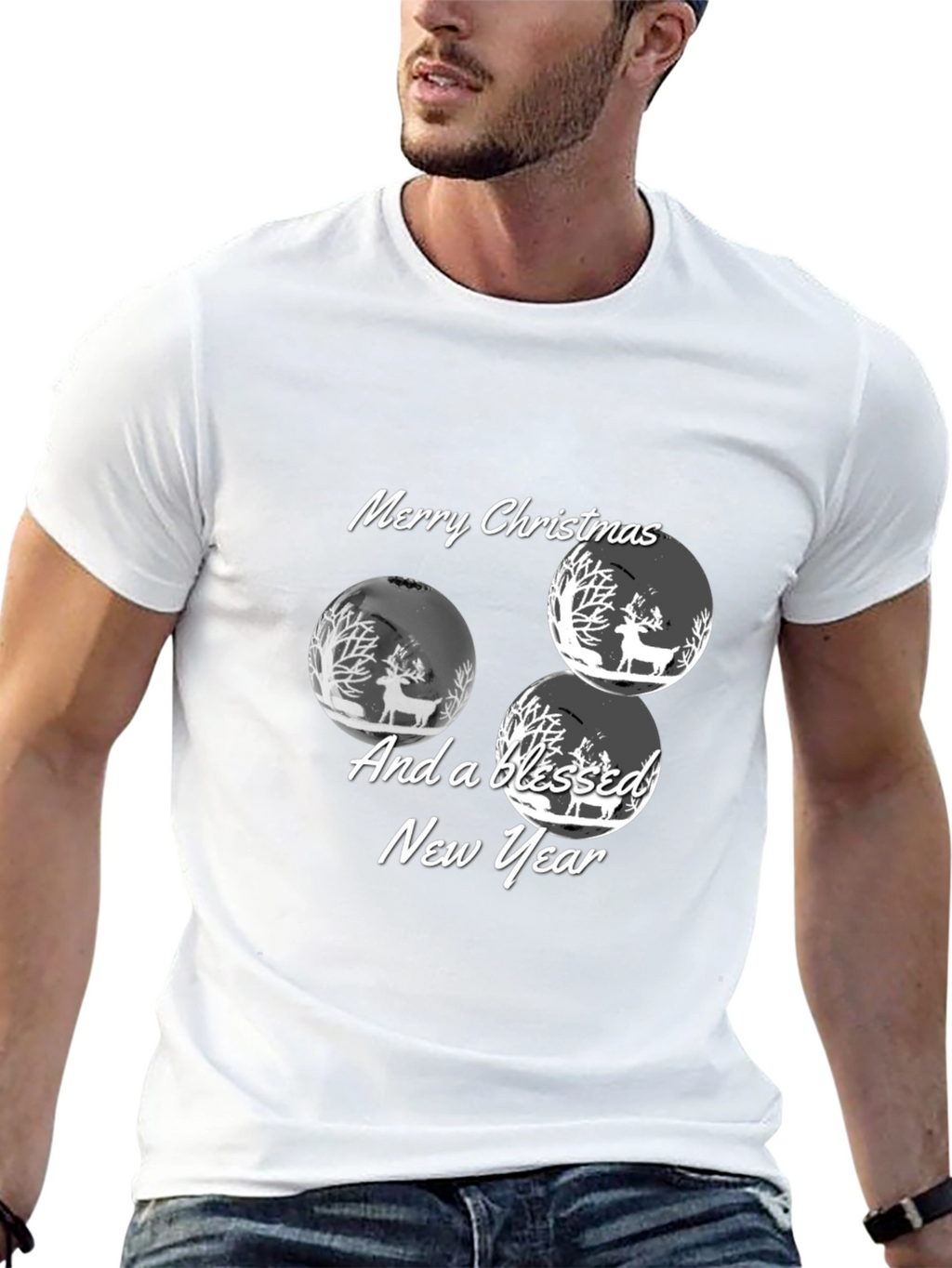 Christmas Deer Graphic Tee - Holiday Celebration Shirt