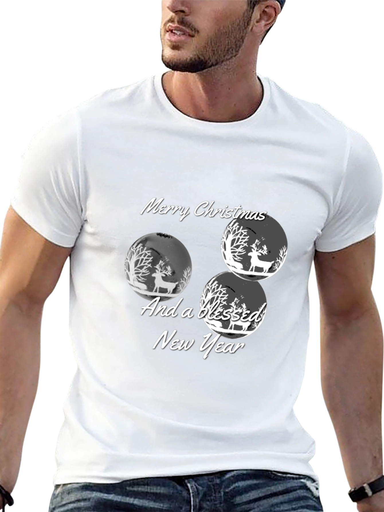 Christmas Deer Graphic Tee - Holiday Celebration Shirt