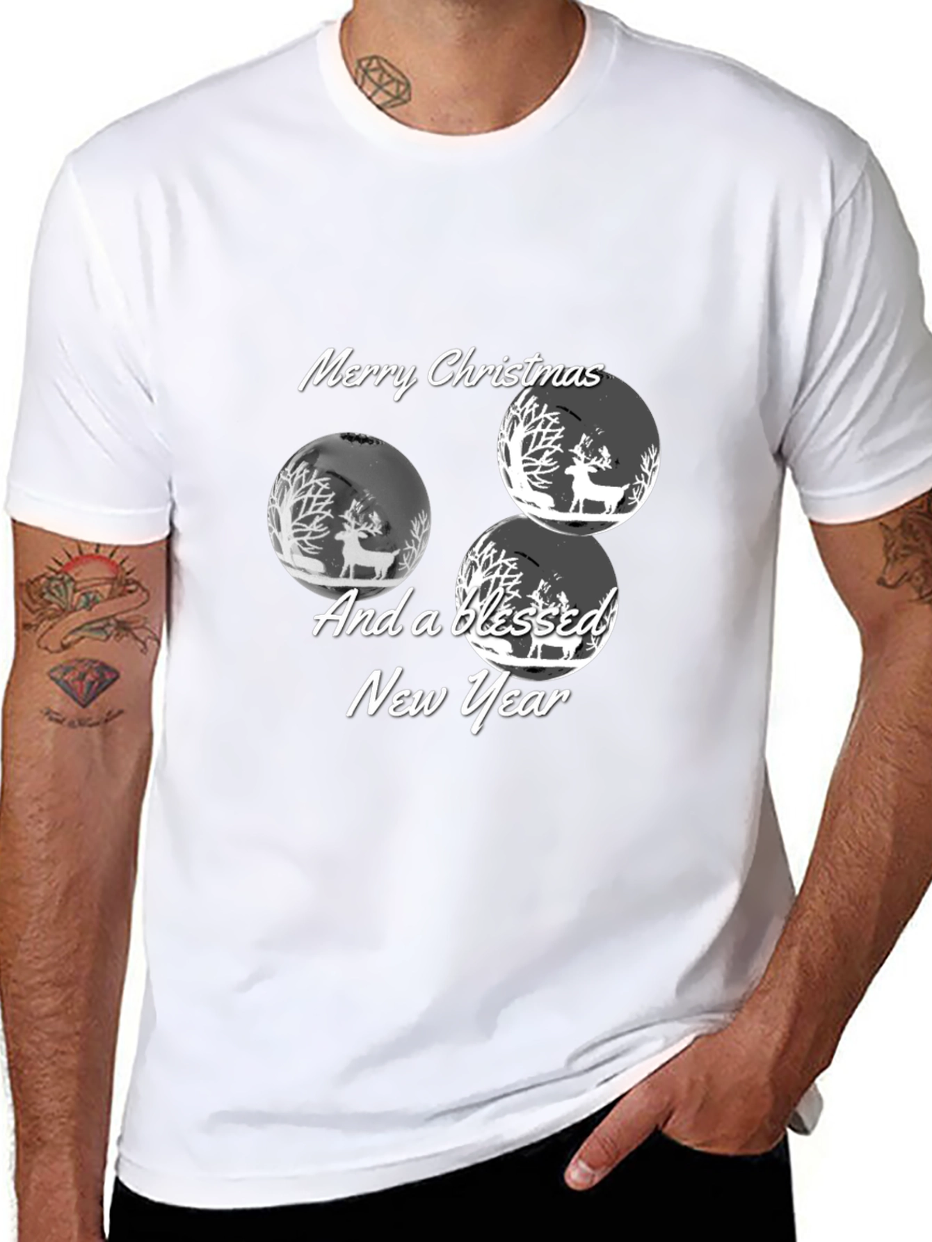 Christmas Deer Graphic Tee - Holiday Celebration Shirt