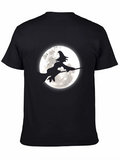 Witch on Broomstick Graphic Tee - Halloween Shirt