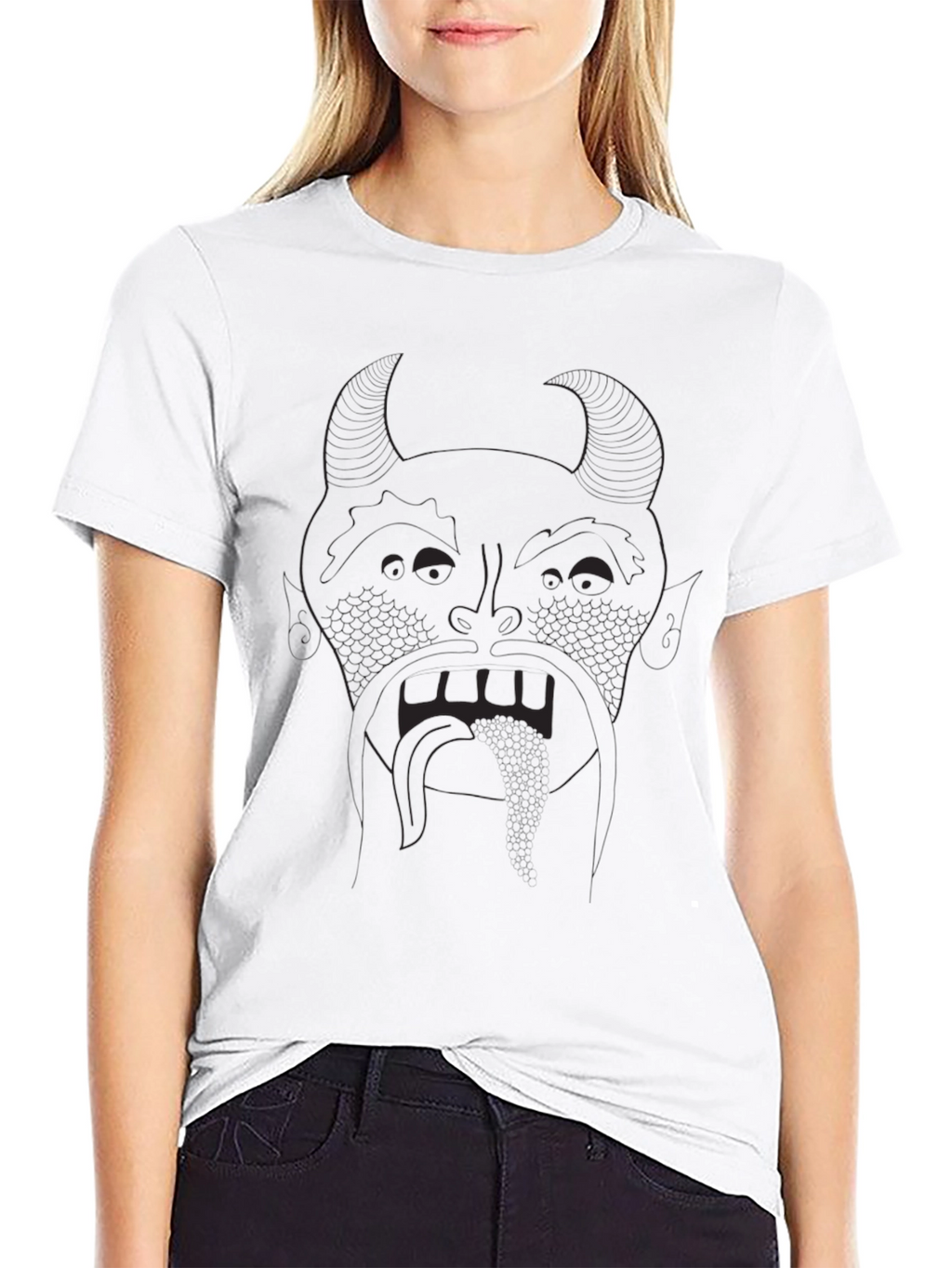 Mens Black Graphic T-Shirt - Devil Face Design