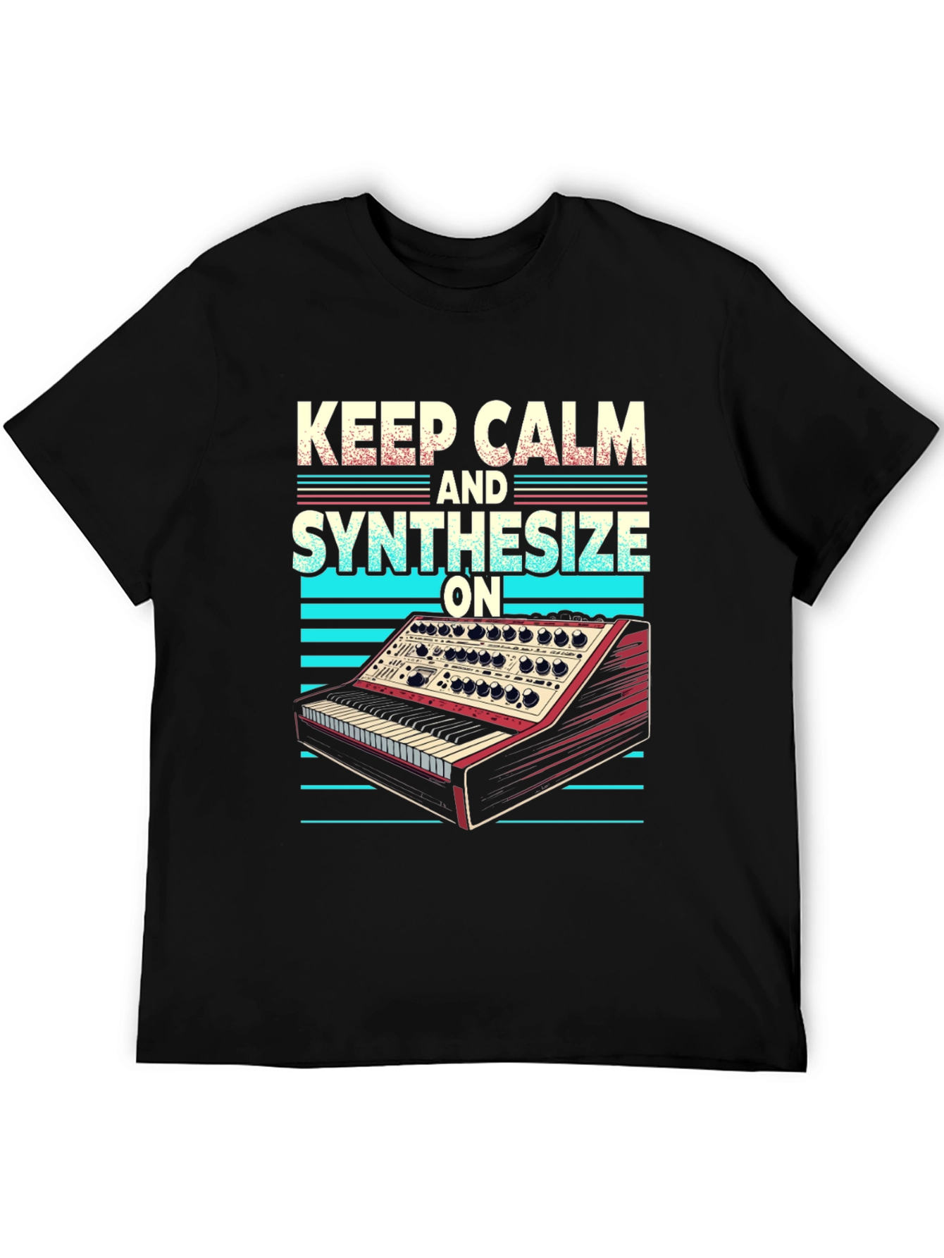 Keep Calm and Synthesize On Black T-Shirt