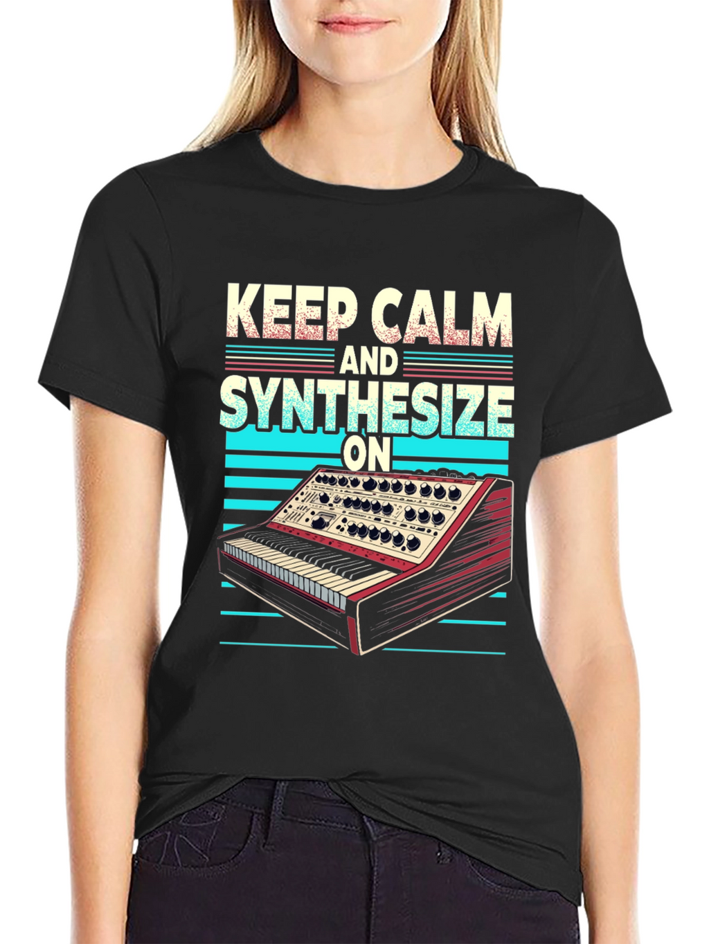 Keep Calm and Synthesize On Black T-Shirt