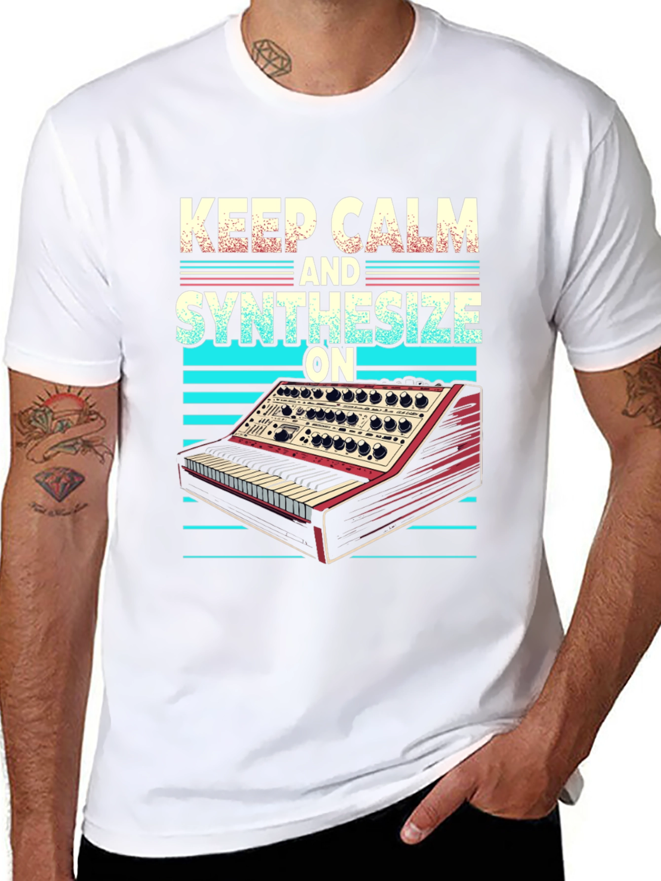 Keep Calm and Synthesize On Black T-Shirt