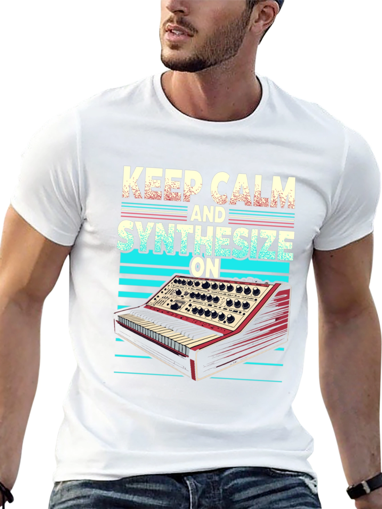 Keep Calm and Synthesize On Black T-Shirt