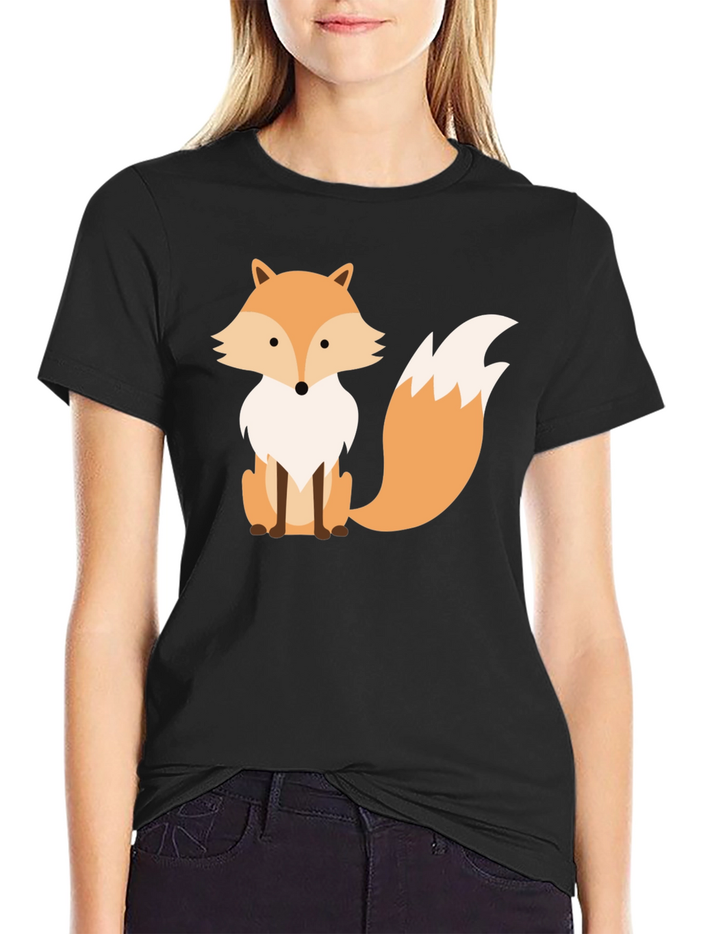 Fox Graphic Print Black T-Shirt