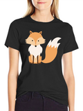 Fox Graphic Print Black T-Shirt