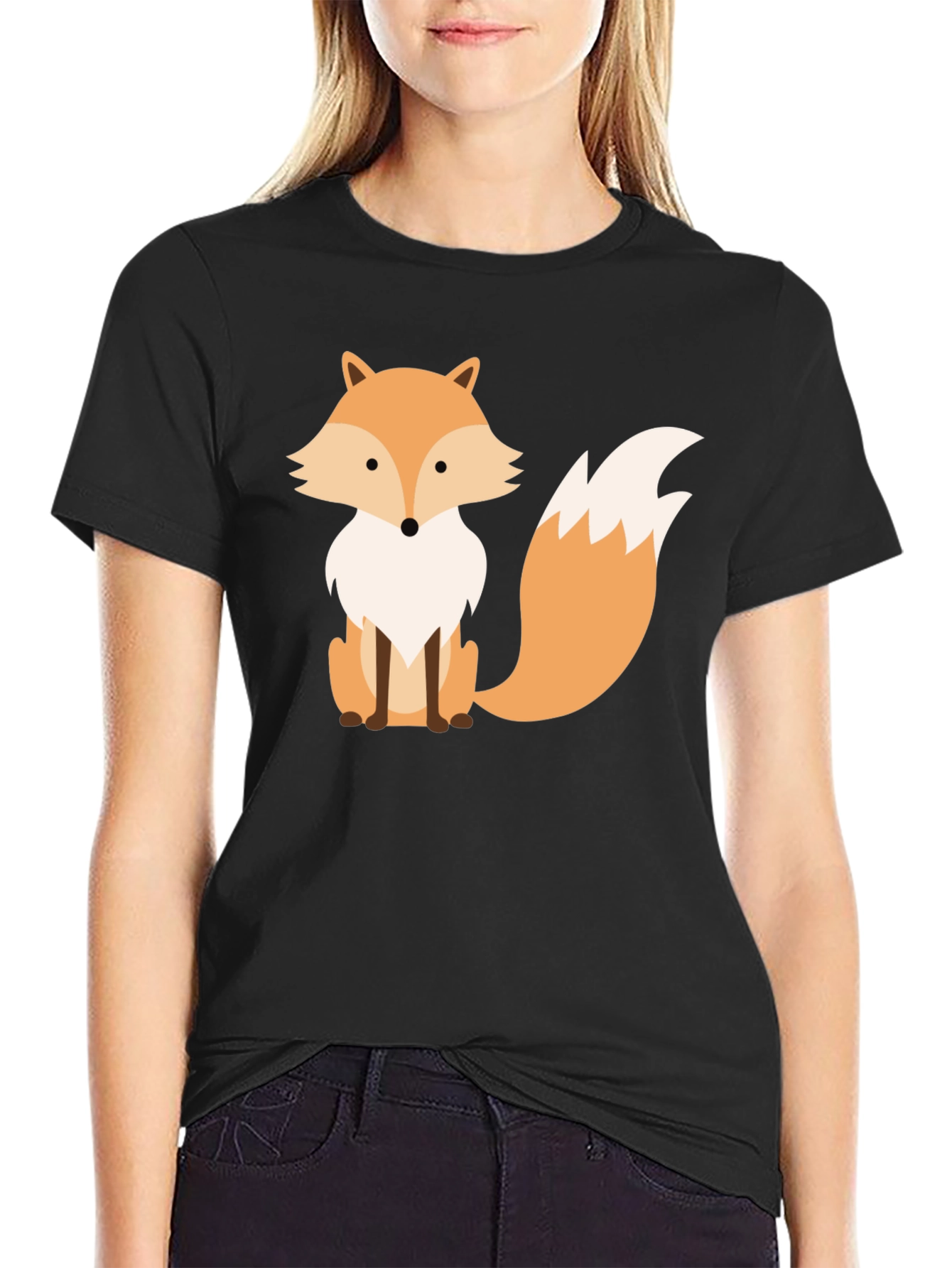 Fox Graphic Print Black T-Shirt