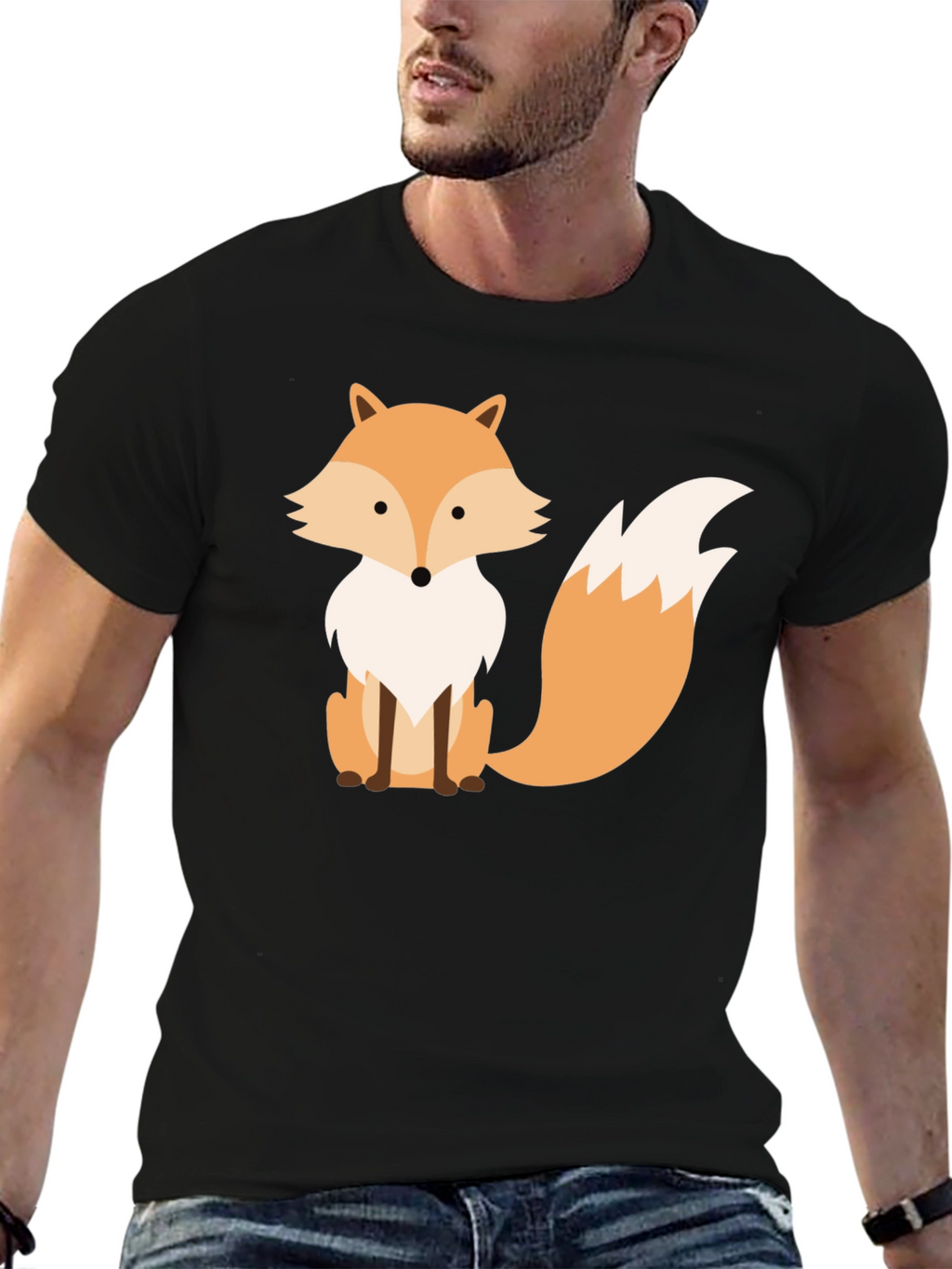 Fox Graphic Print Black T-Shirt