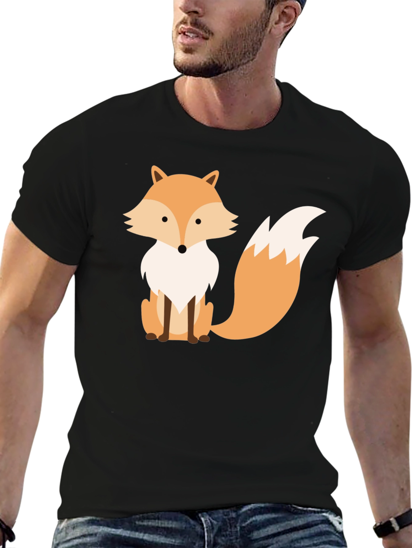 Fox Graphic Print Black T-Shirt