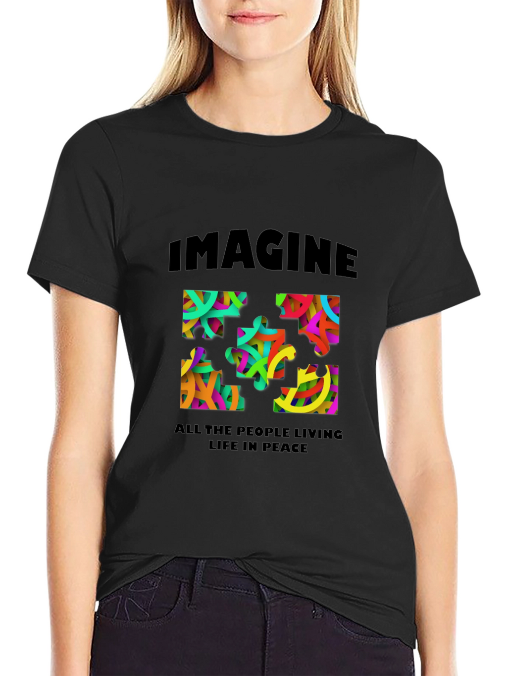 Imagine Peace Puzzle Graphic T-Shirt
