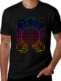 Mandala Letter R Black T-Shirt
