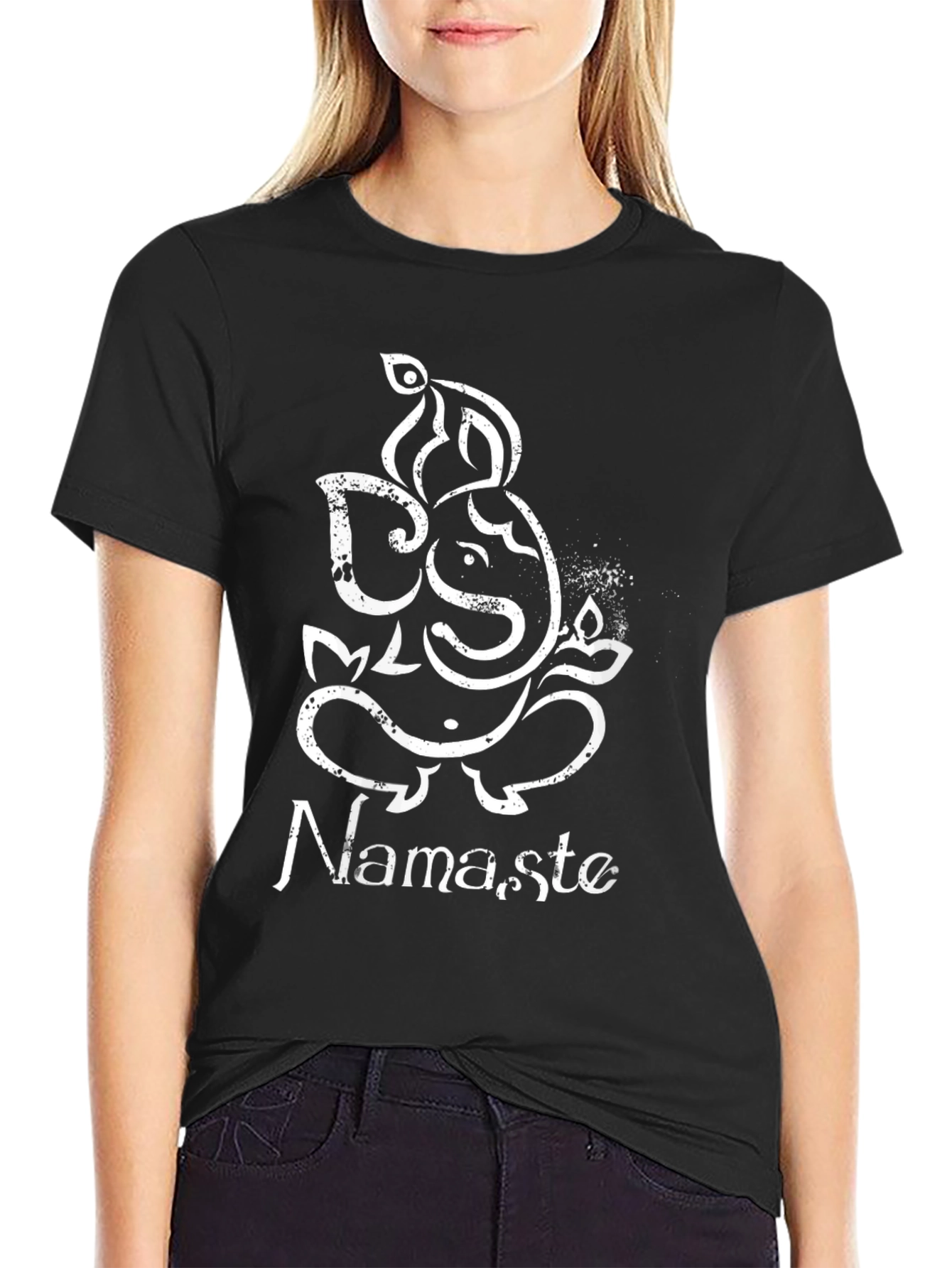 Ganesh Namaste Graphic Tee - Black Cotton T-Shirt