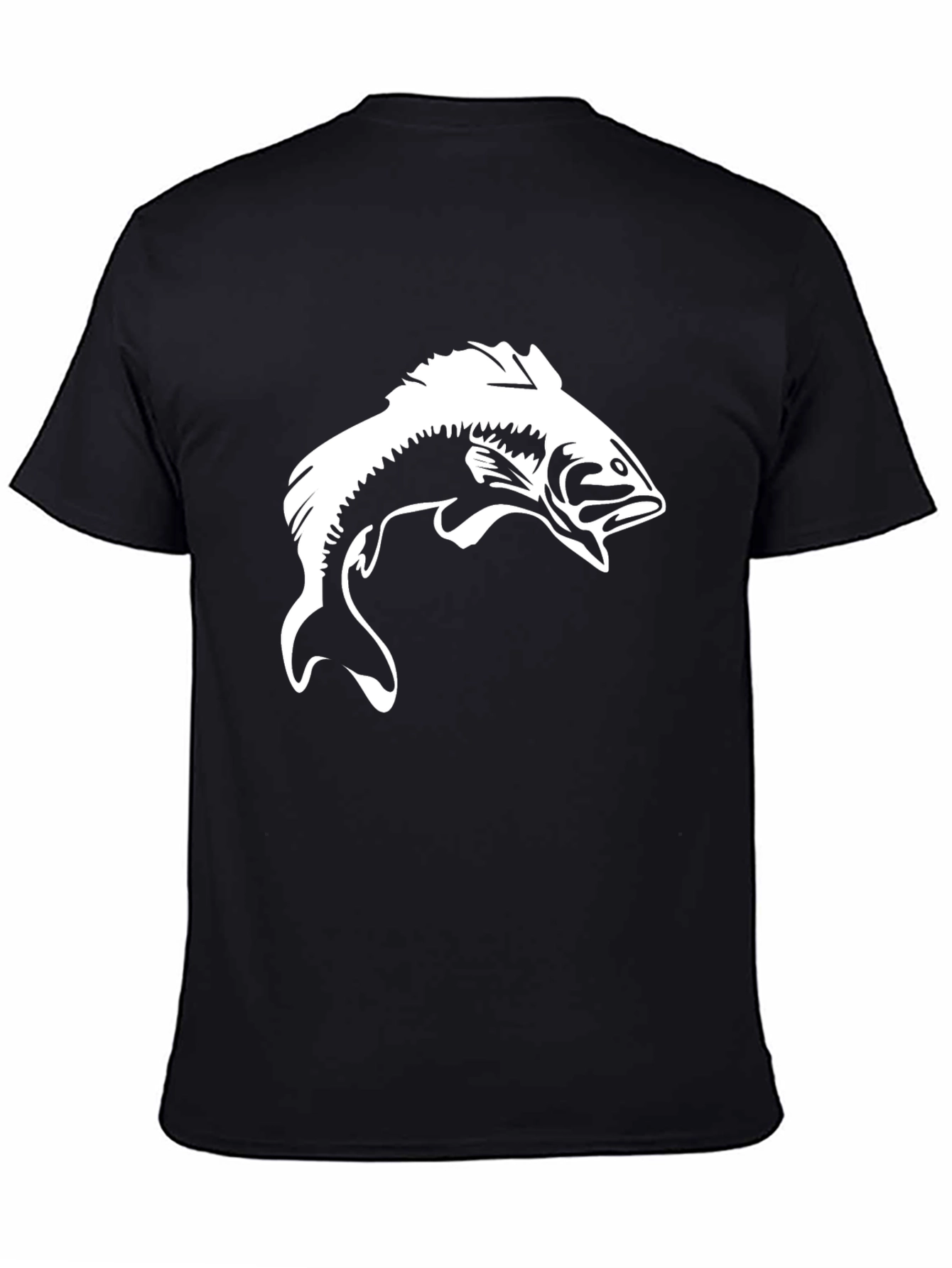Bass Fishing Graphic Tee - Black Cotton T-Shirt