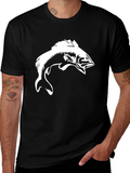 Bass Fishing Graphic Tee - Black Cotton T-Shirt