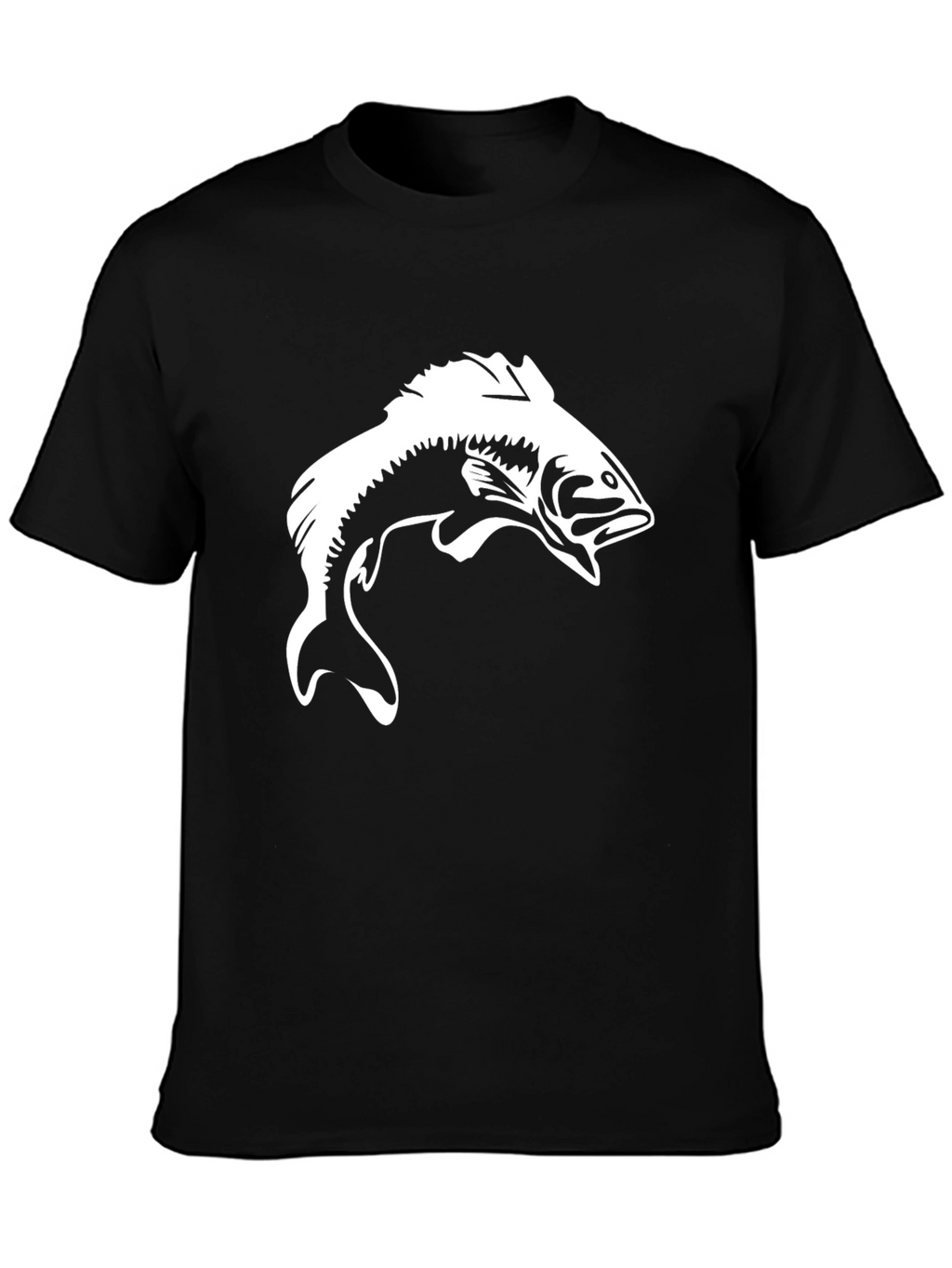 Bass Fishing Graphic Tee - Black Cotton T-Shirt