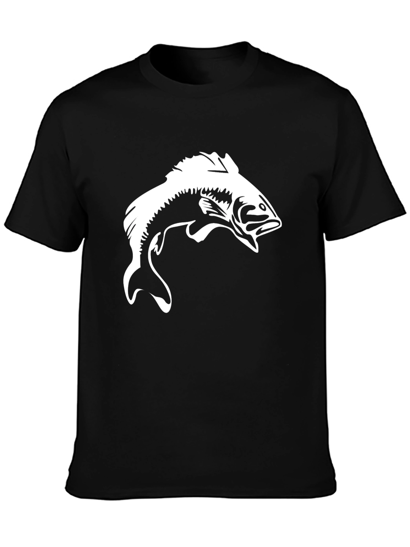 Bass Fishing Graphic Tee - Black Cotton T-Shirt