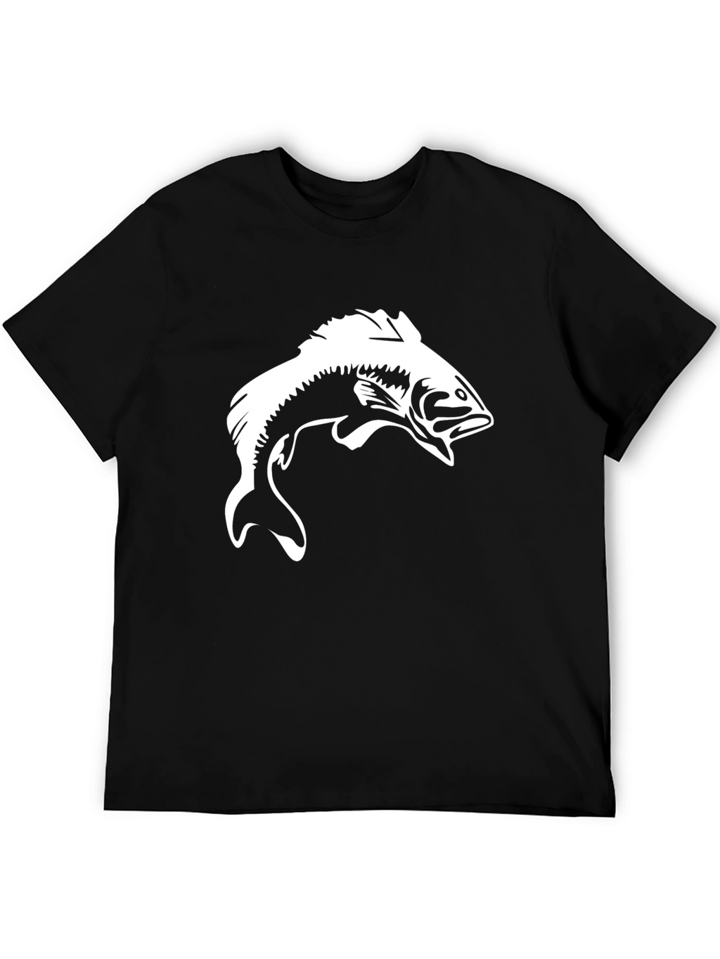 Bass Fishing Graphic Tee - Black Cotton T-Shirt