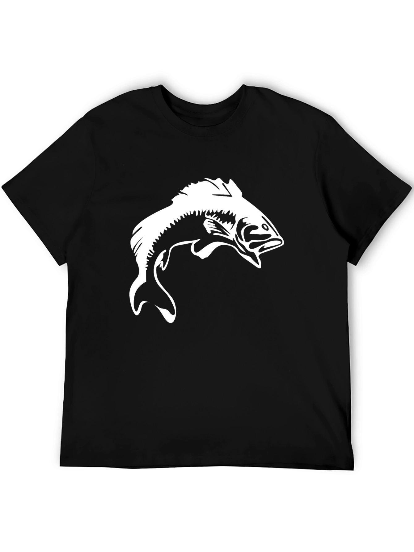 Bass Fishing Graphic Tee - Black Cotton T-Shirt