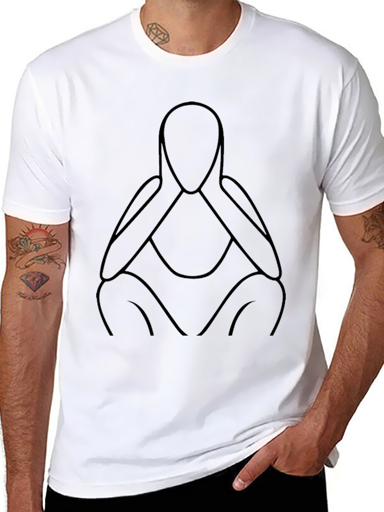 Abstract Figure Tee - Minimalist Black T-Shirt
