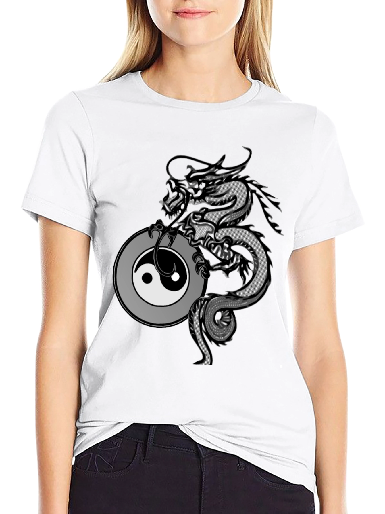 Dragon Yin Yang Graphic T-Shirt - Black