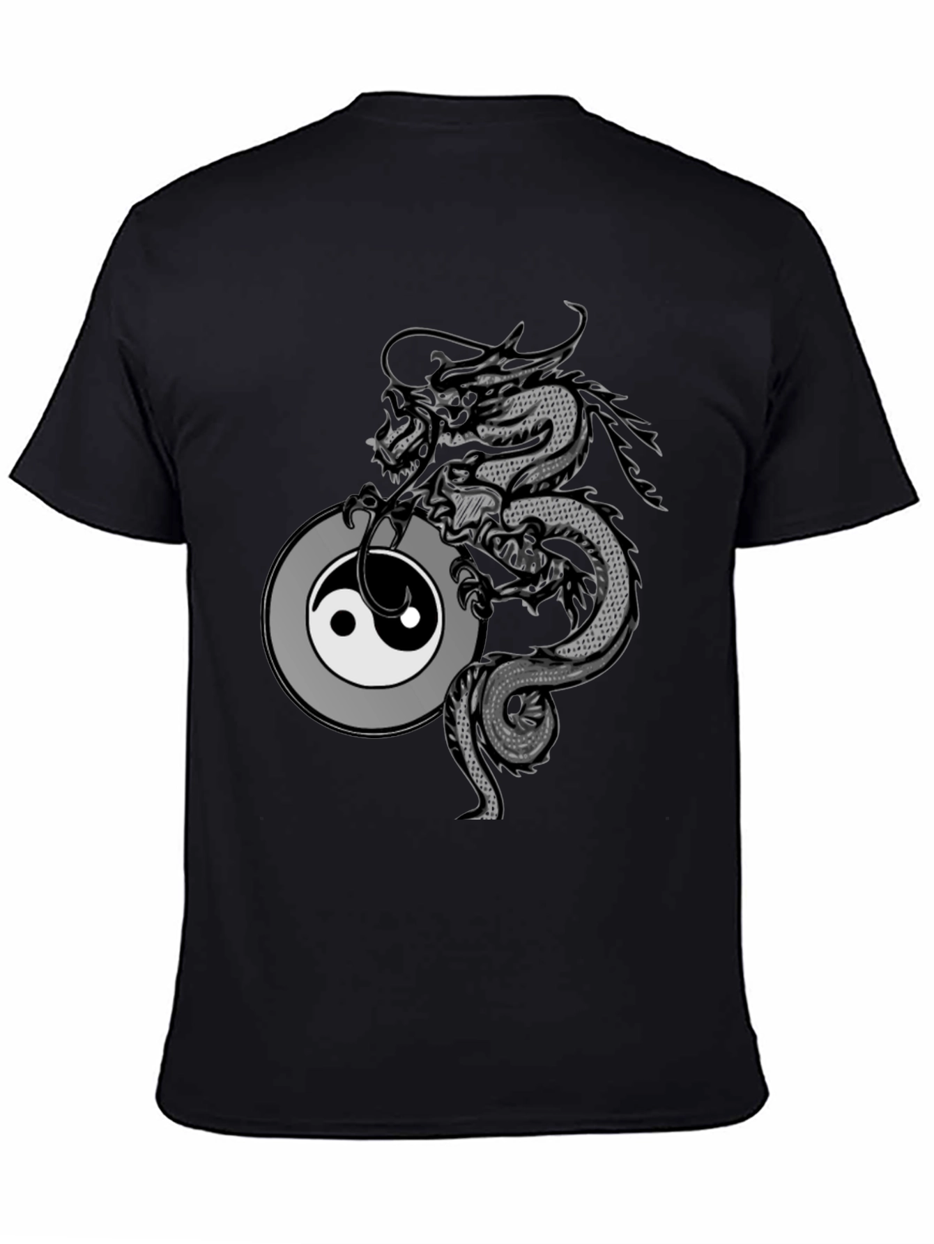 Dragon Yin Yang Graphic T-Shirt - Black