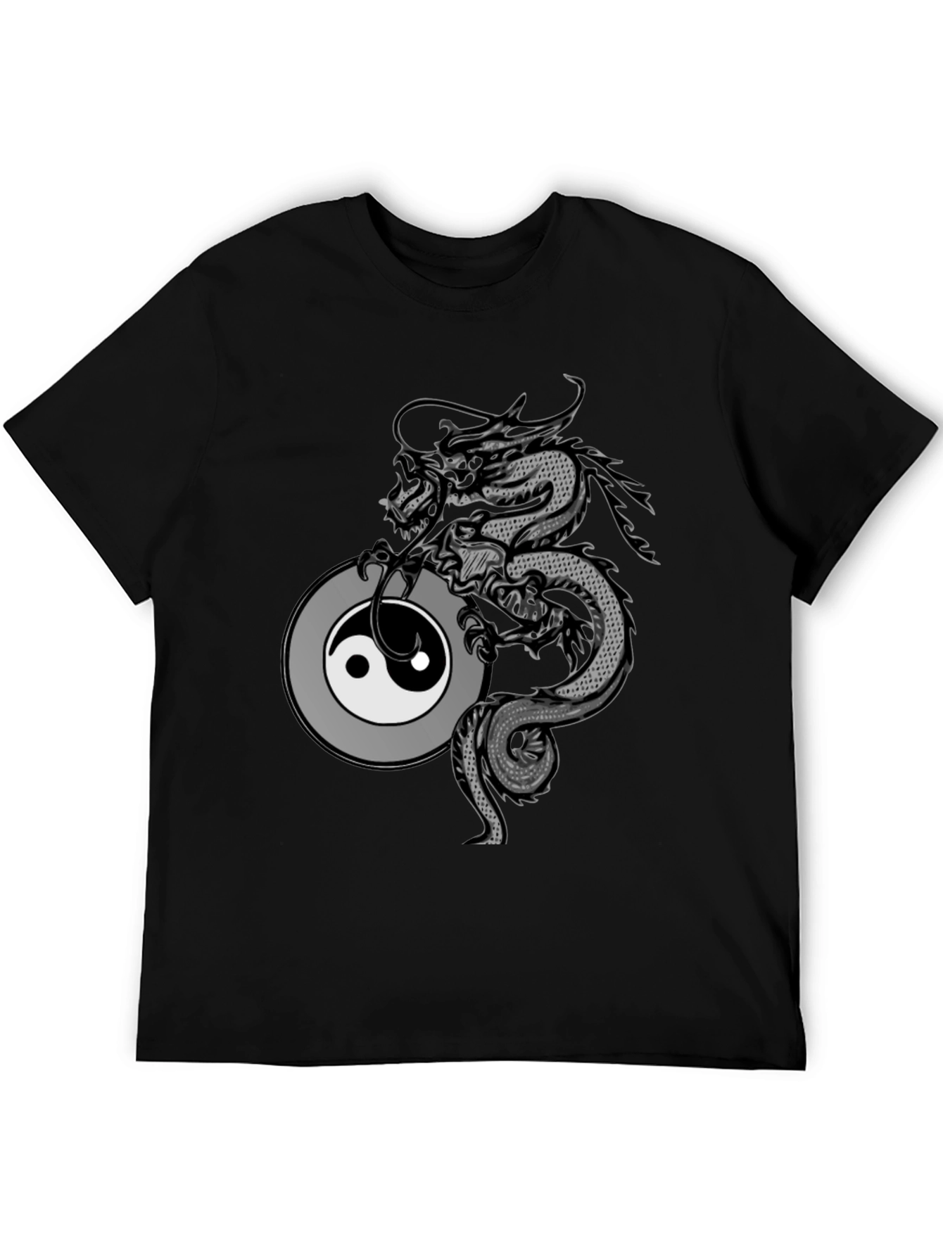 Dragon Yin Yang Graphic T-Shirt - Black