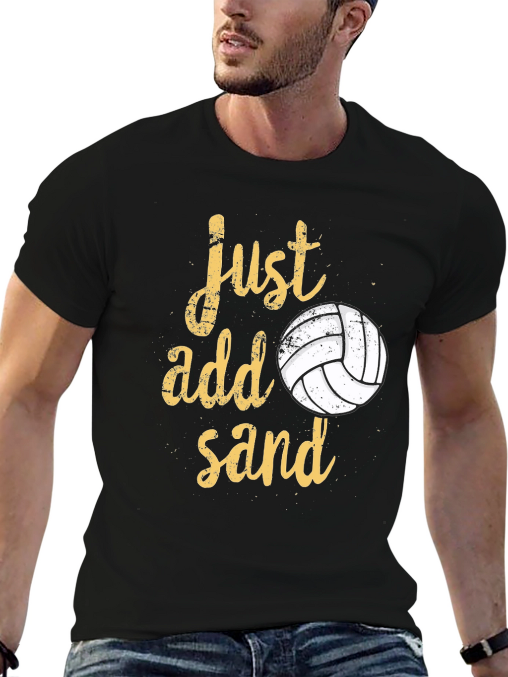 Just Add Sand Volleyball T-Shirt - Black Cotton Tee