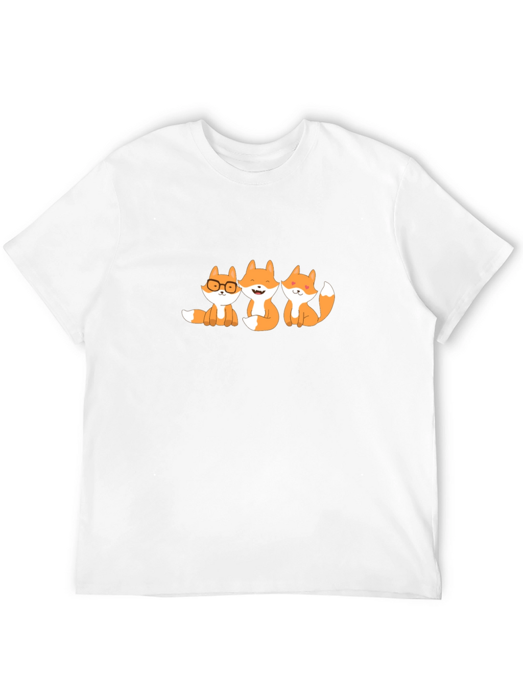 Cute Foxes Graphic Tee - Black Cotton Blend