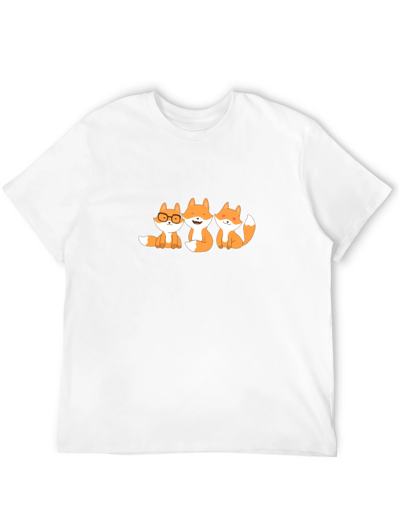 Cute Foxes Graphic Tee - Black Cotton Blend