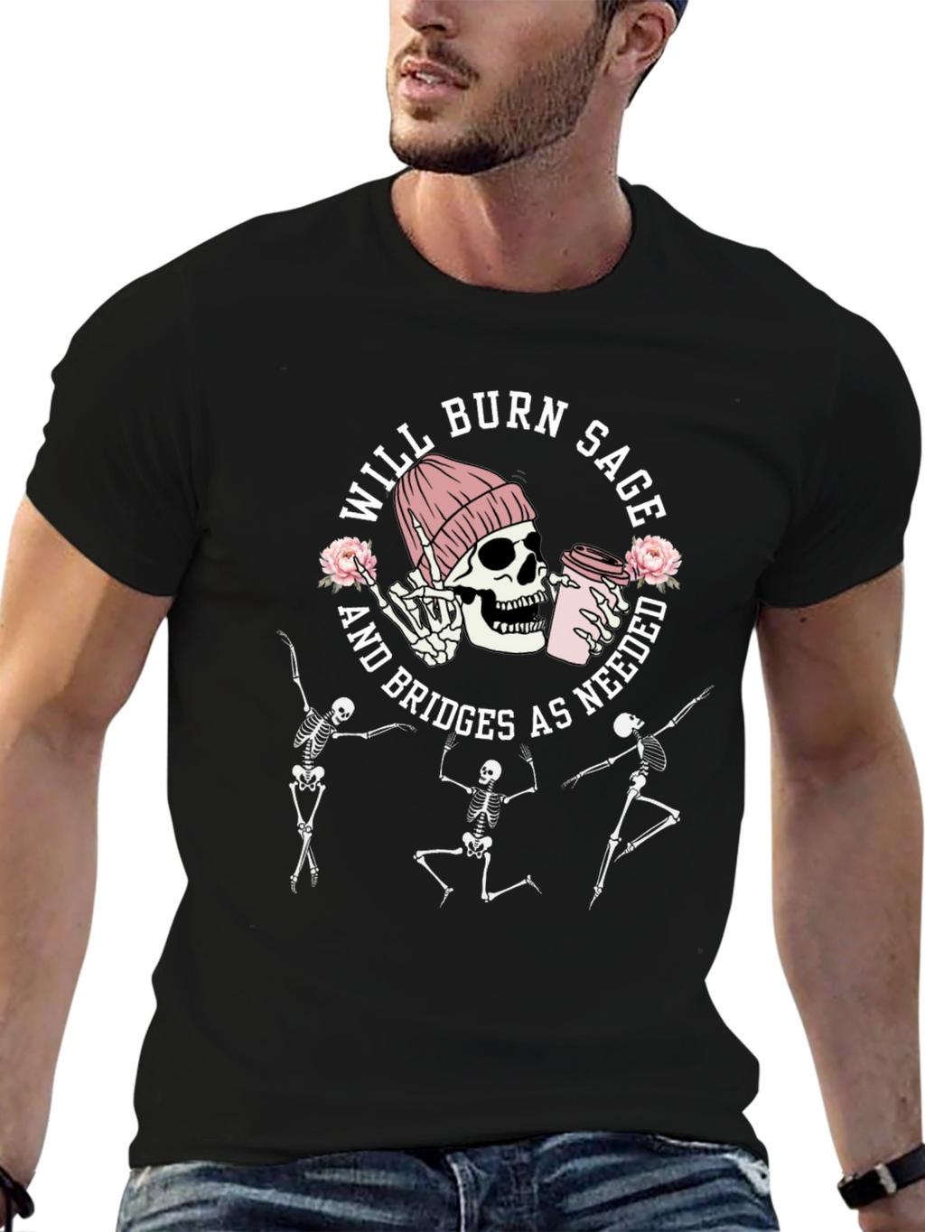 Will Burn Sage Skeleton Graphic Tee
