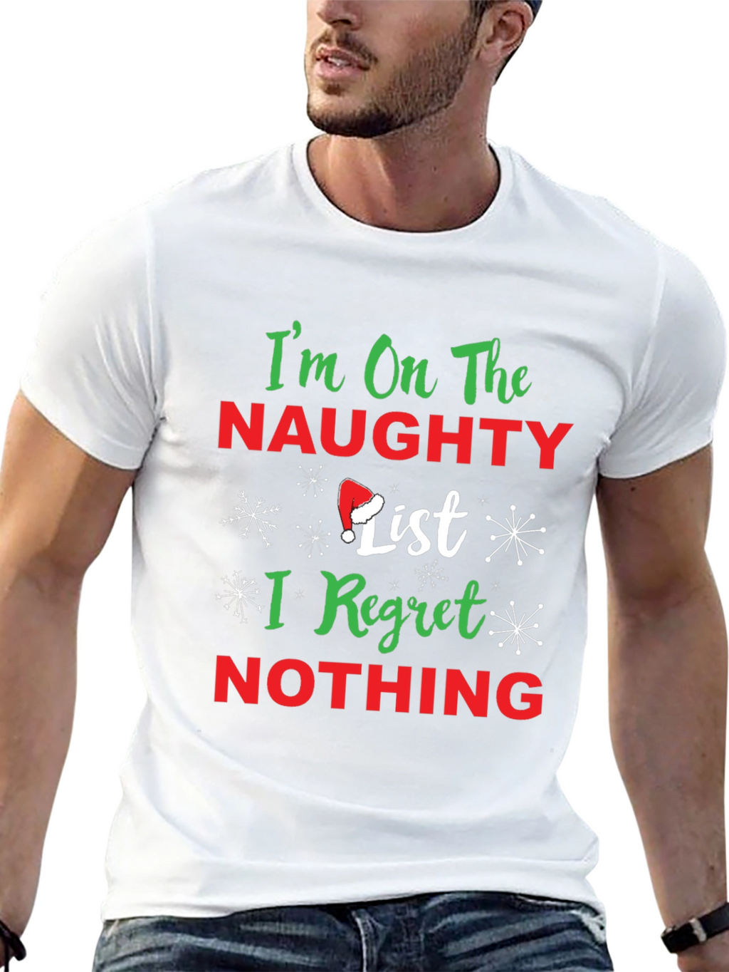 Naughty List Christmas T-Shirt: I Regret Nothing