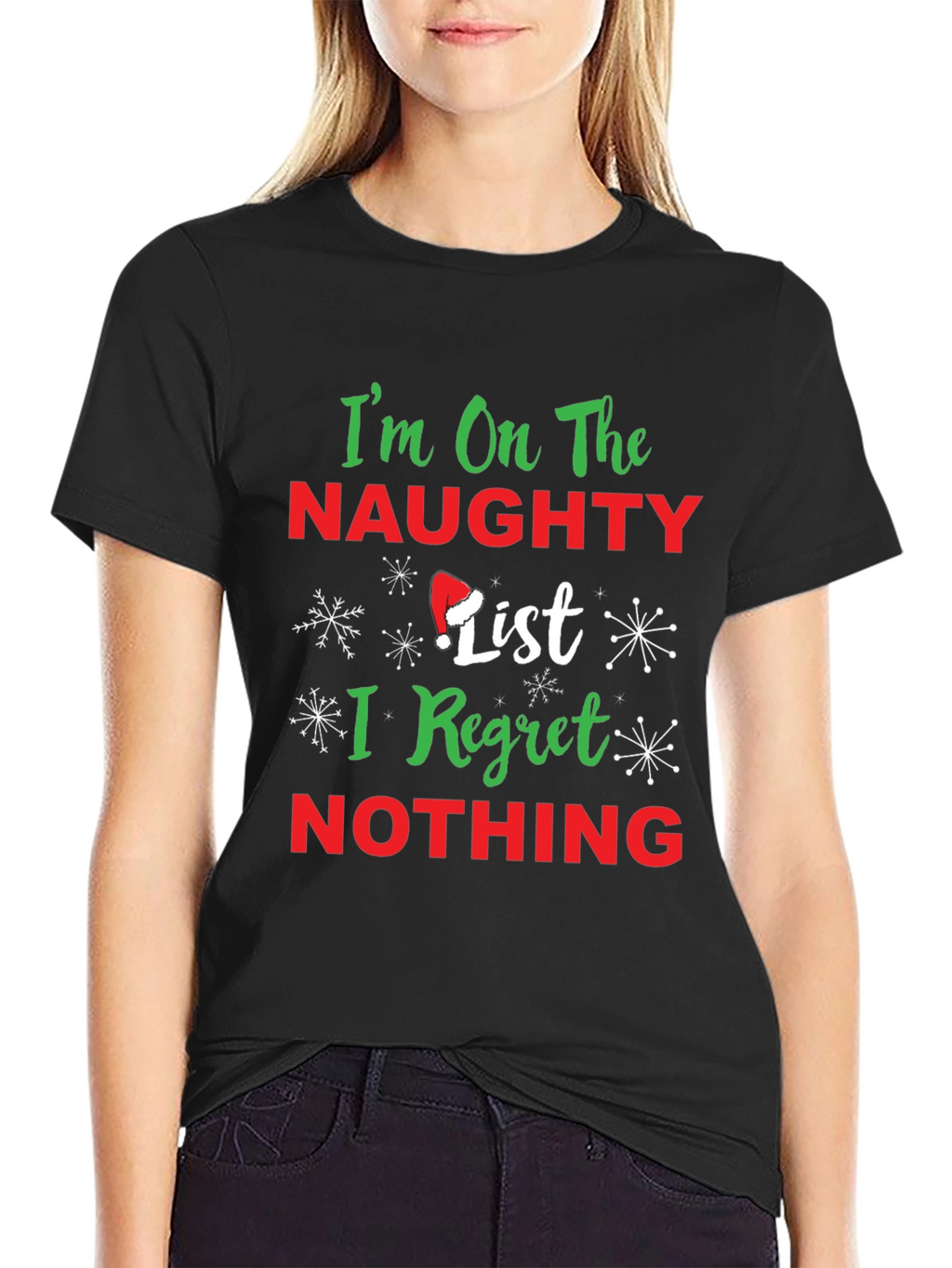 Naughty List Christmas T-Shirt: I Regret Nothing