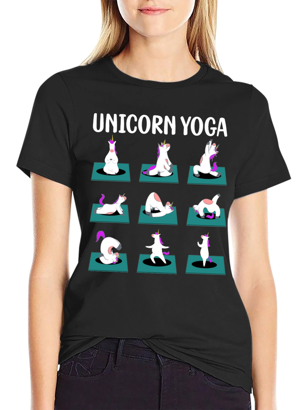 Unicorn Yoga Black T-Shirt