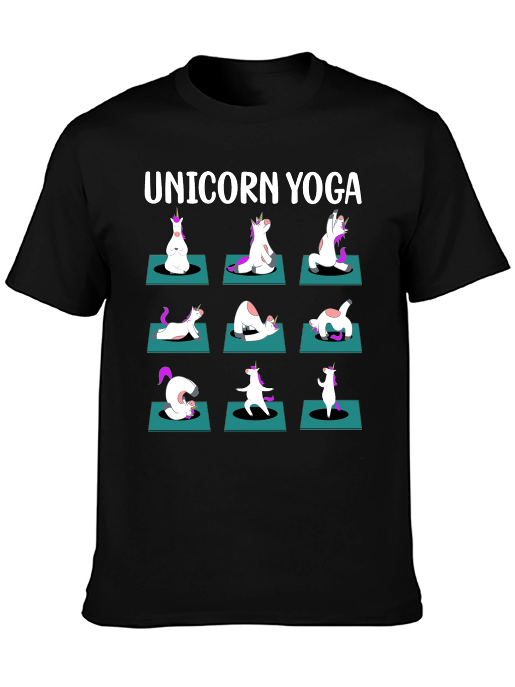 Unicorn Yoga Black T-Shirt
