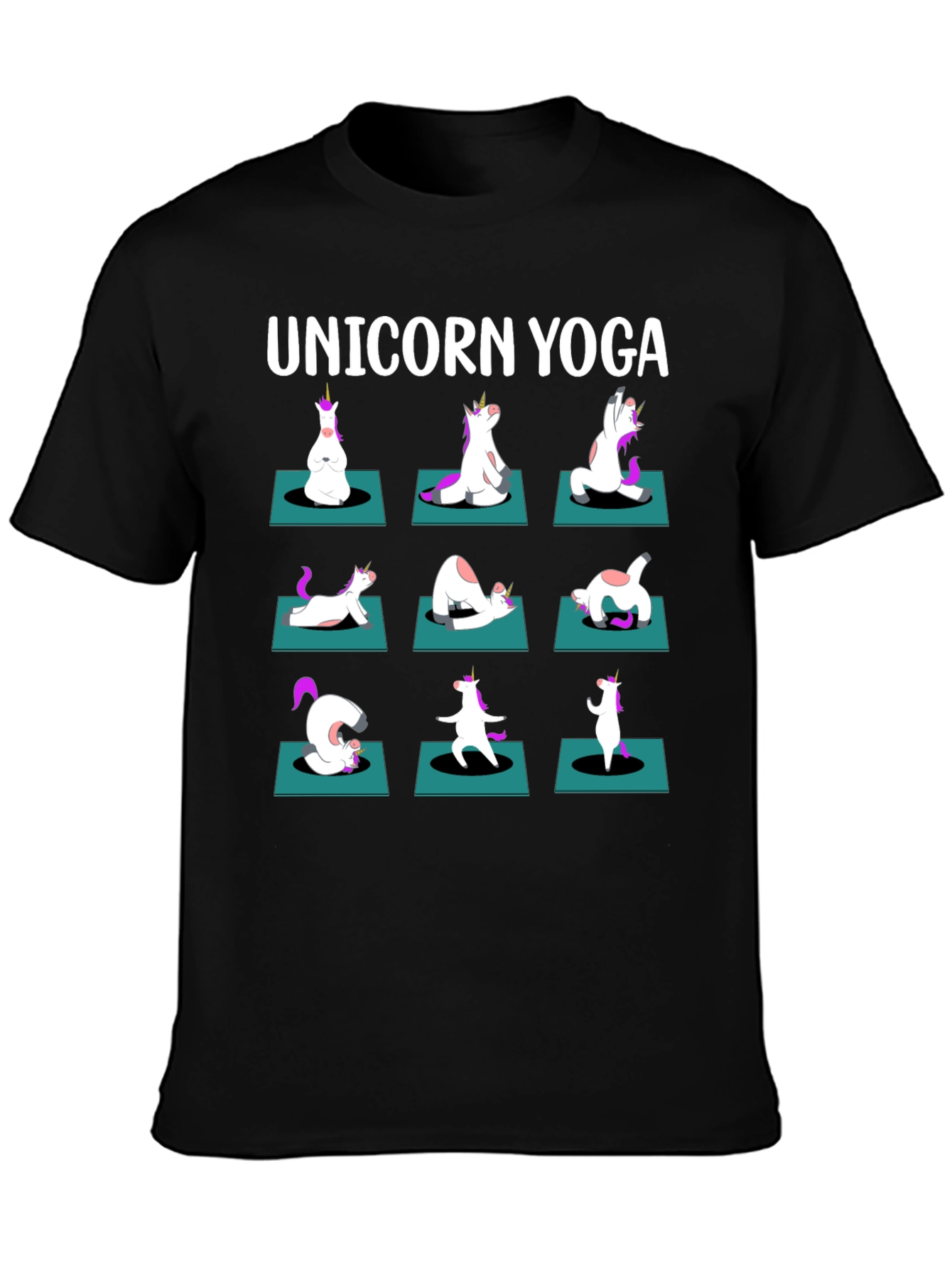 Unicorn Yoga Black T-Shirt