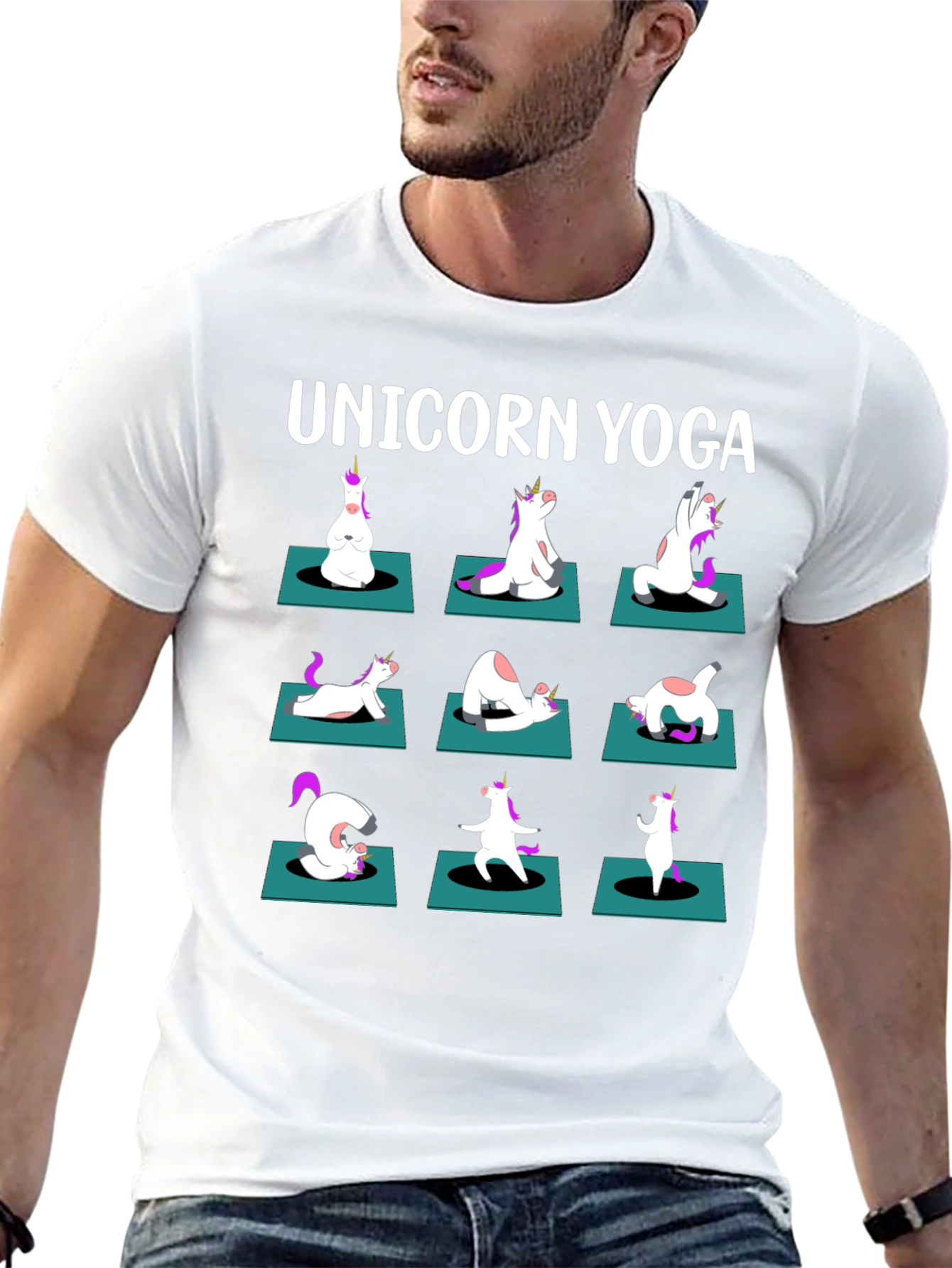 Unicorn Yoga Black T-Shirt