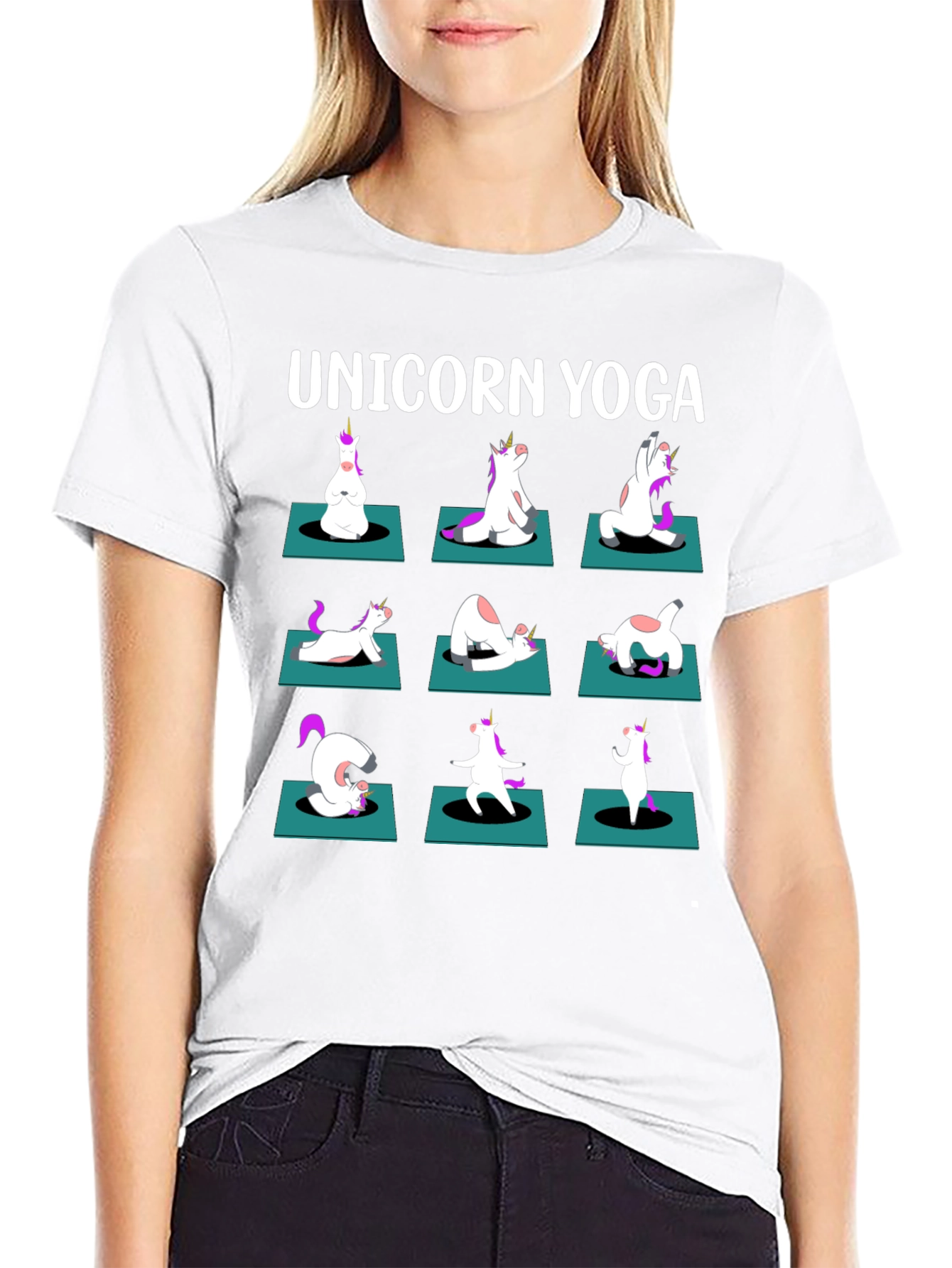 Unicorn Yoga Black T-Shirt