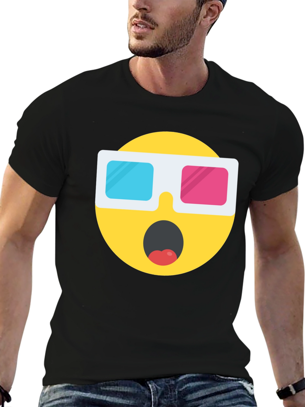 Novelty 3D Emoji Black T-Shirt