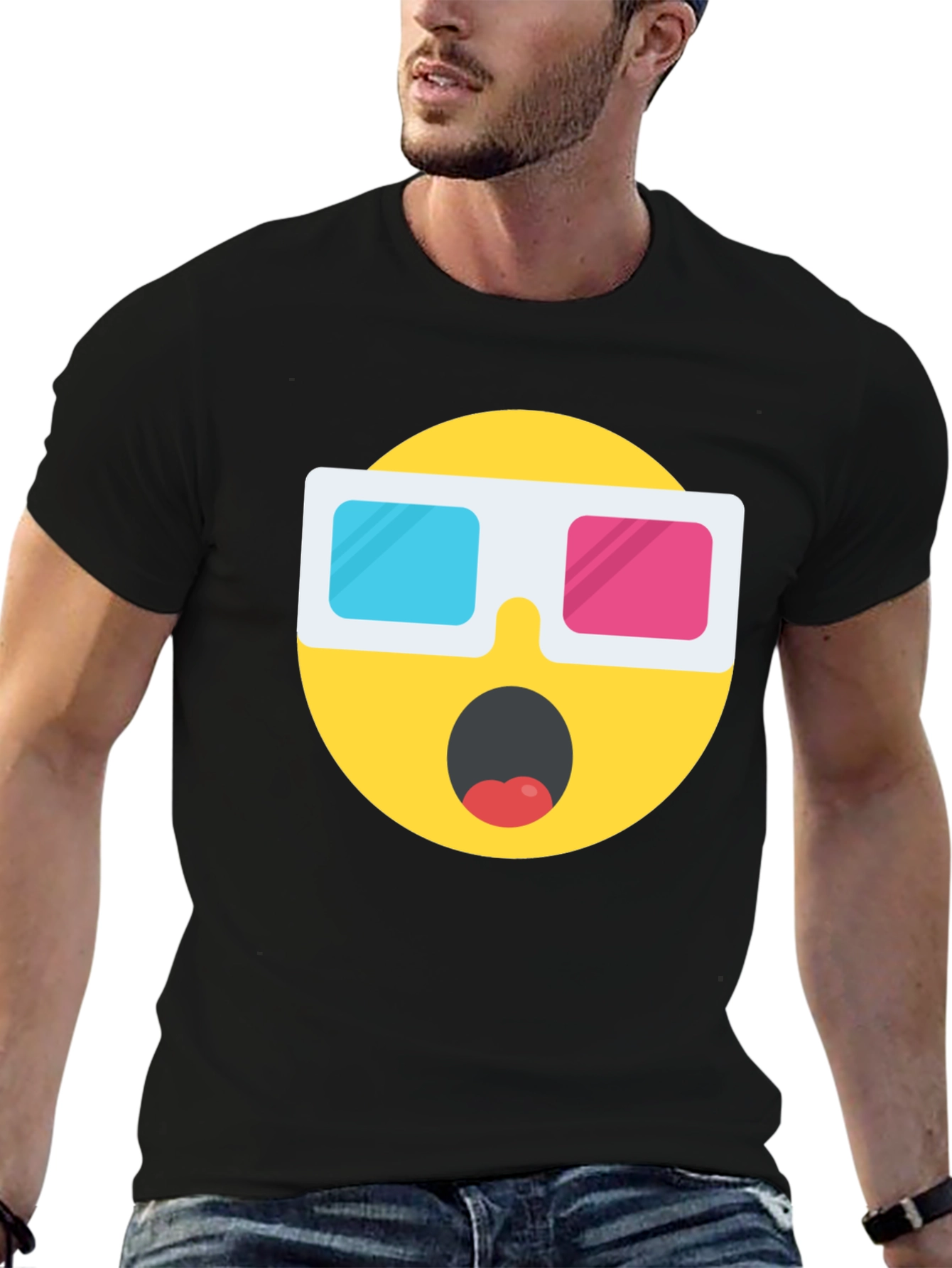 Novelty 3D Emoji Black T-Shirt