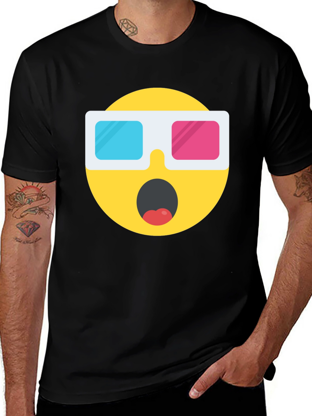Novelty 3D Emoji Black T-Shirt