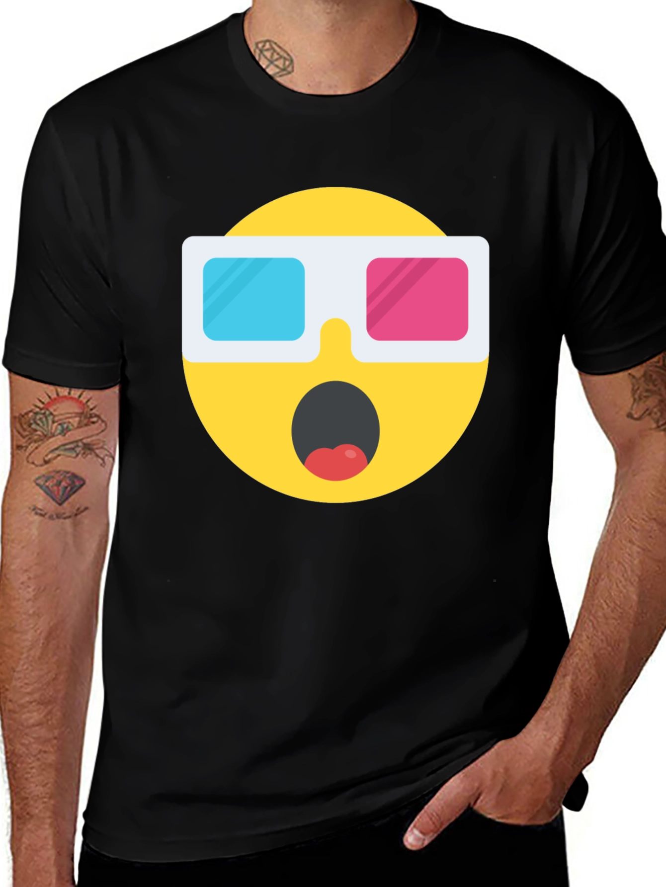 Novelty 3D Emoji Black T-Shirt