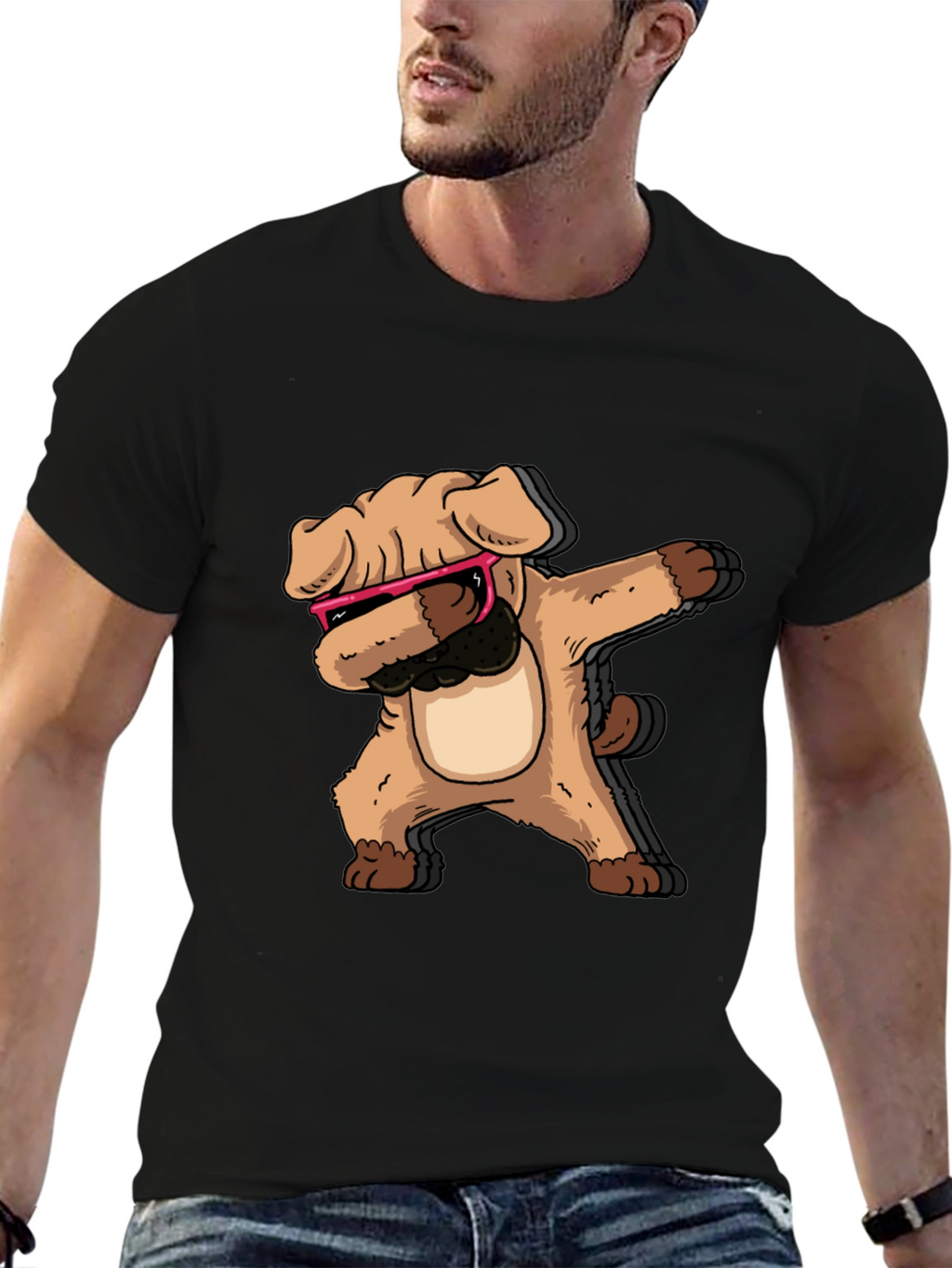 Dabbing Dog Graphic Tee - Cool Trendy Black T-Shirt