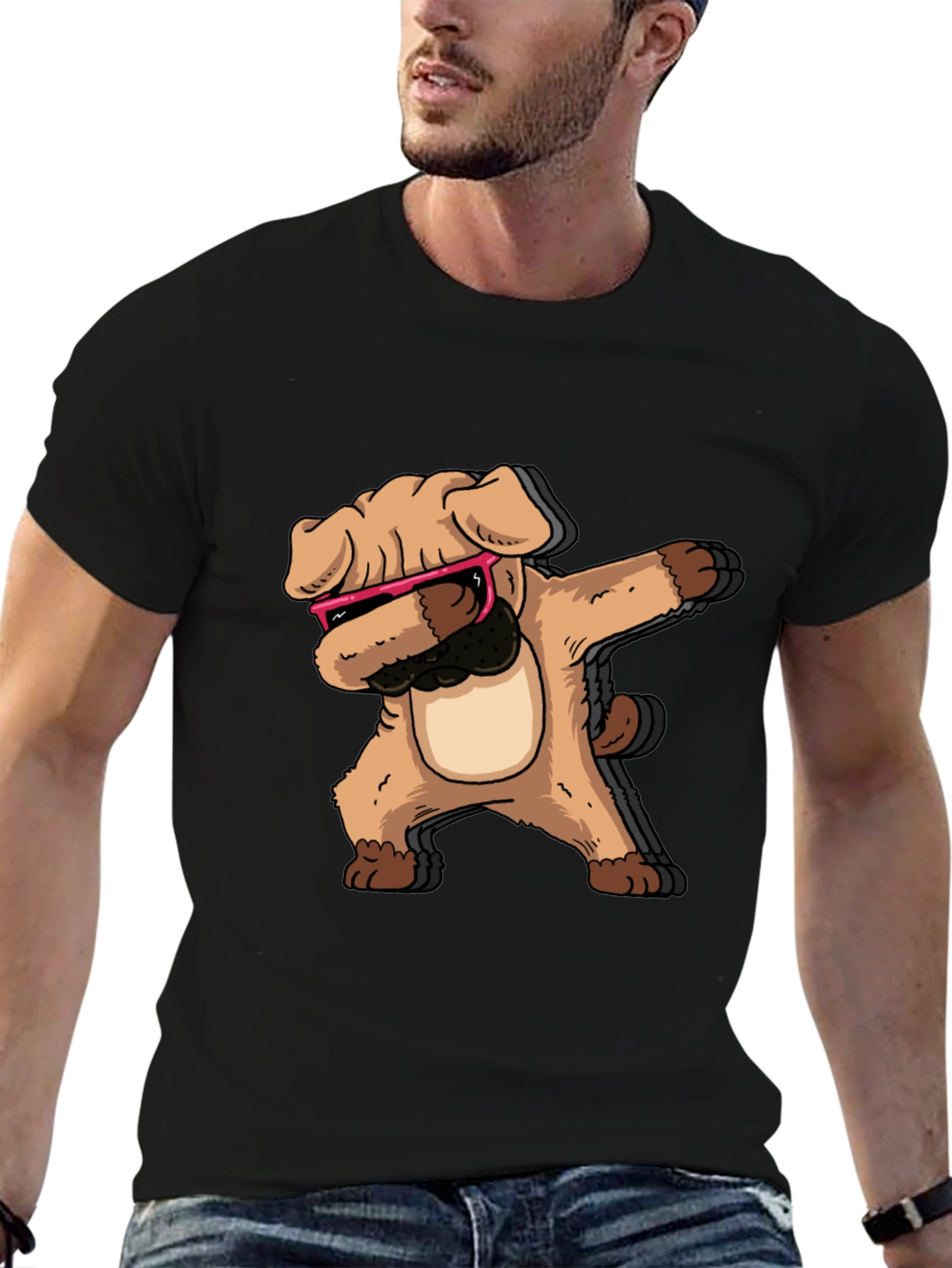 Dabbing Dog Graphic Tee - Cool Trendy Black T-Shirt