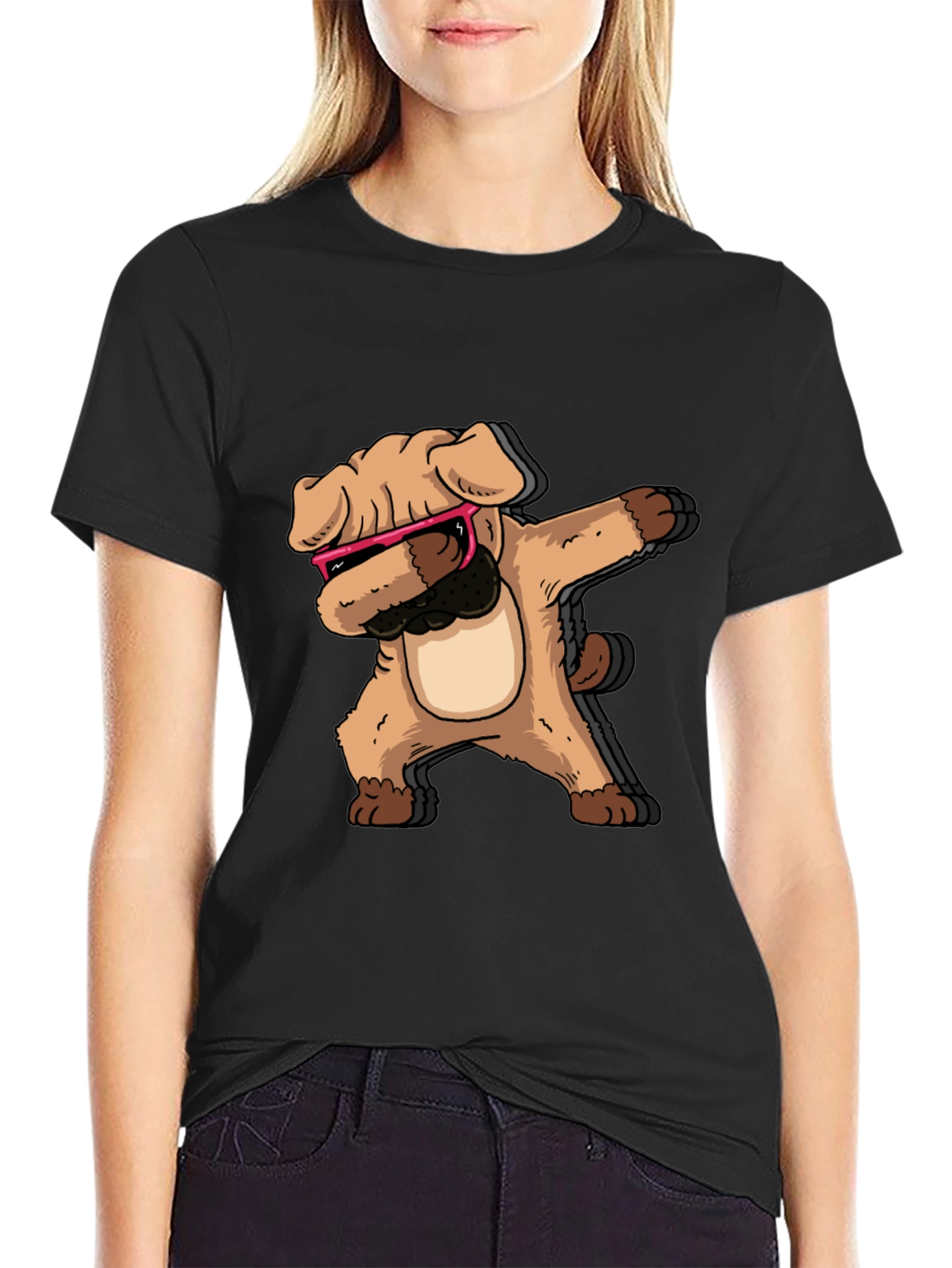 Dabbing Dog Graphic Tee - Cool Trendy Black T-Shirt