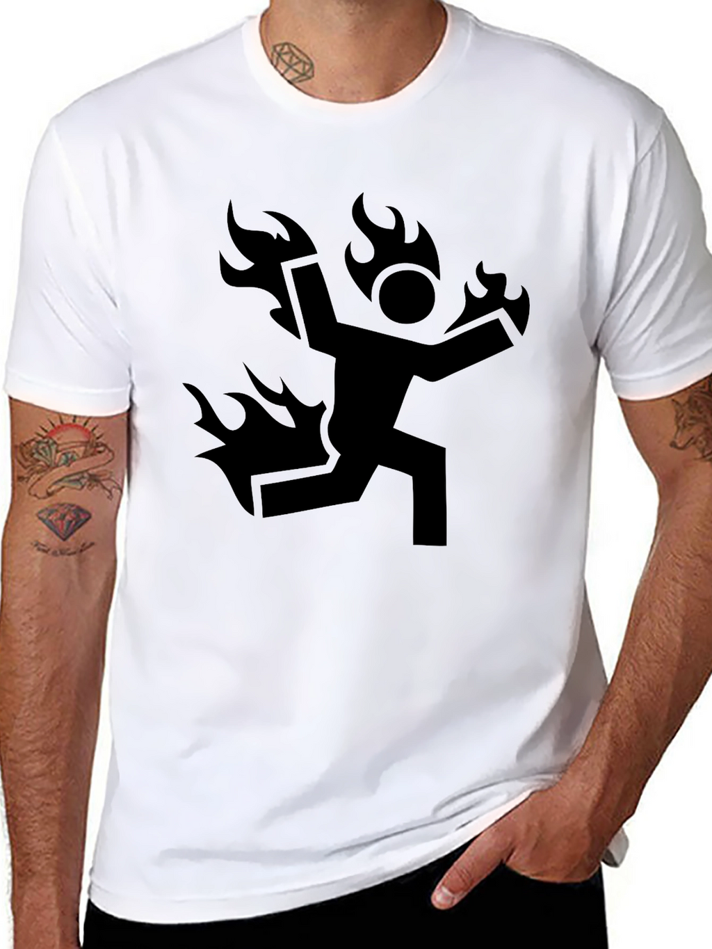 Burning Man Graphic Tee - Black Cotton Casual T-Shirt